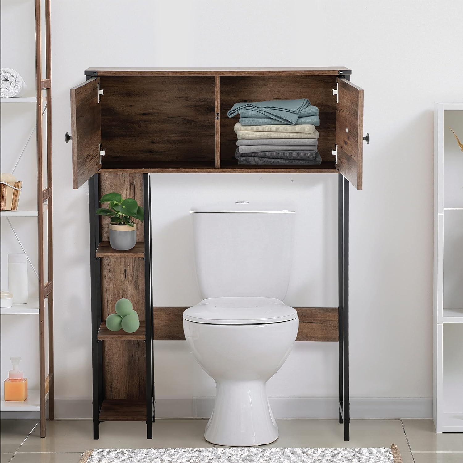 Landia Home over the Toilet Storage Cabinet, 3 Shelves, Brown Wood Finish