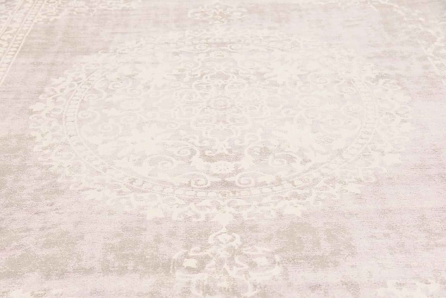 Purple and Gray Rectangular Abstract Easy Care Rug