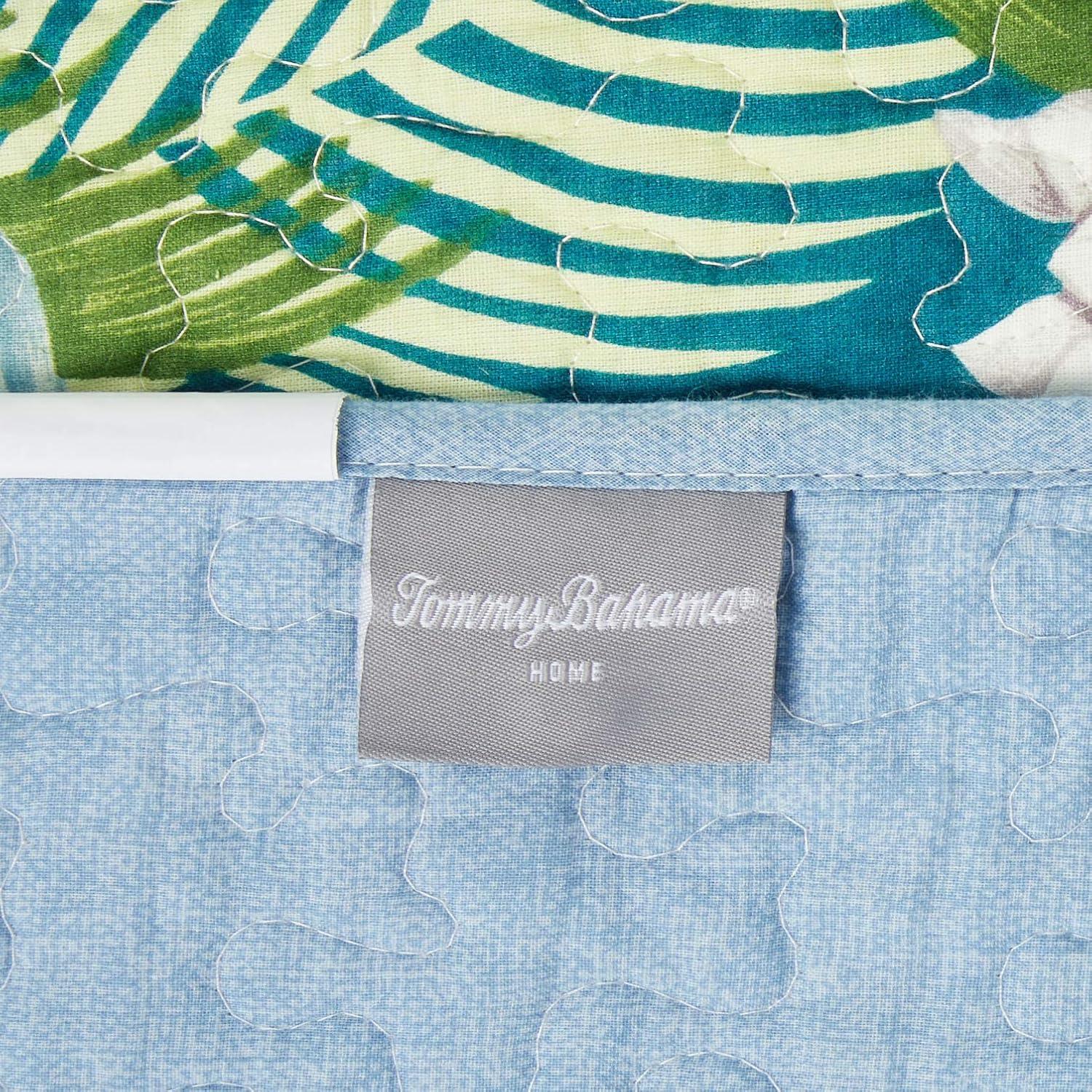 Tommy Bahama Southern Breeze Blue Cotton Reversible Quilt Set