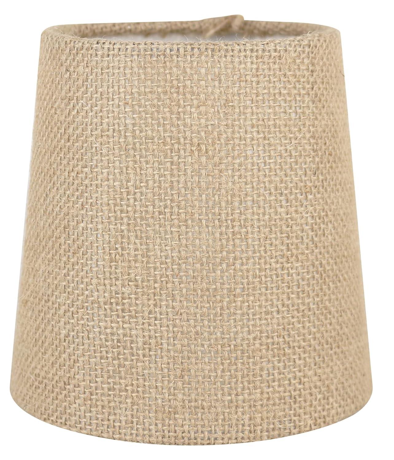 Meriville Set of 2 Natural Burlap Clip On Chandelier Lamp Shades, 4-inch by 5-inch by 5-inch