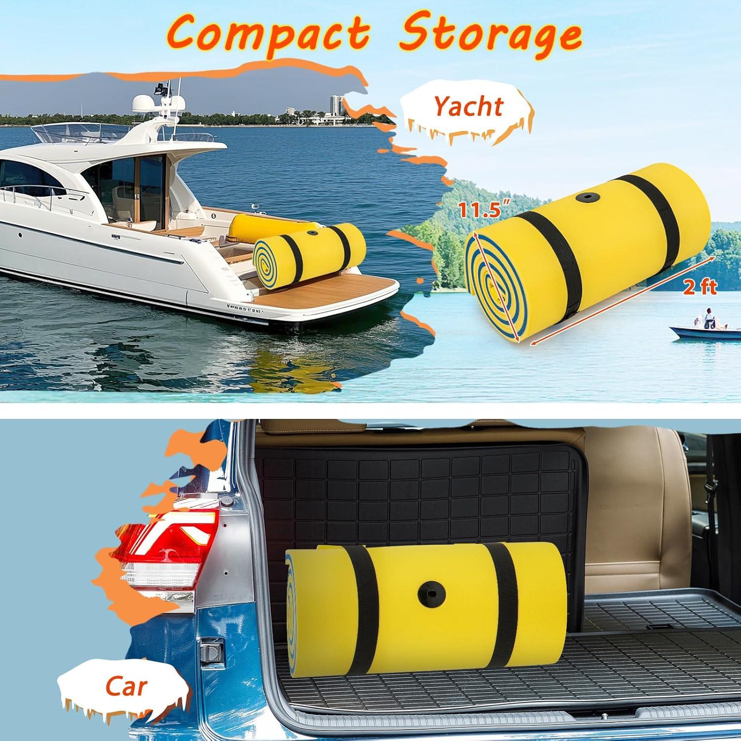 Costway 3-Layer Tear-Resistant Foam Floating Pad Island Water Sports Relaxing Yellow