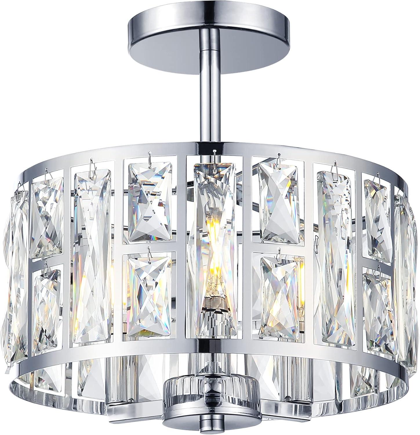 Mercer41 Kyersten 12" 3-Light Crystal Semi Flush Mount