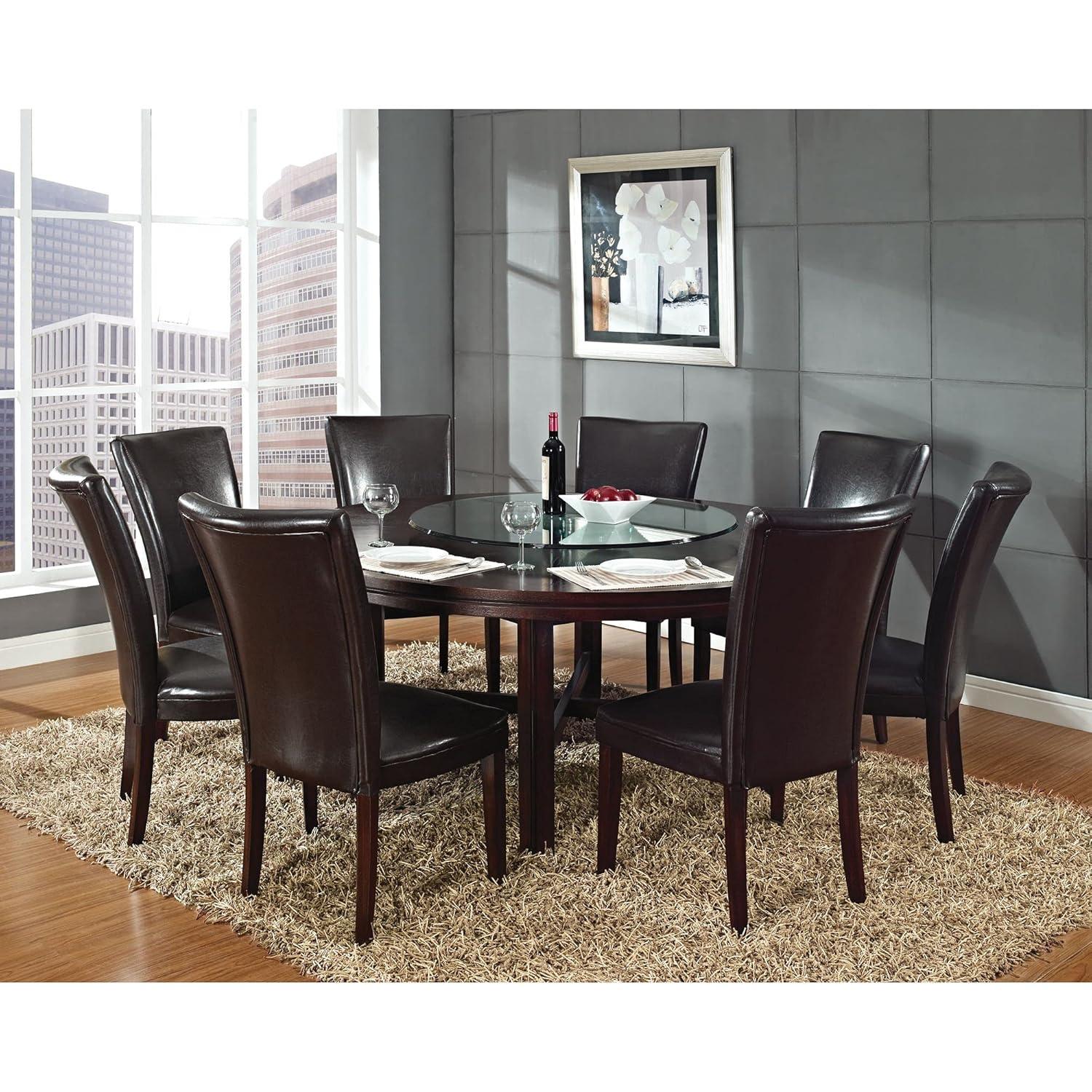 Steve Silver Co. 72" Talbot Round Dining Table Dark Oak : Seats 8, Mid-Century Modern, Wood Veneer