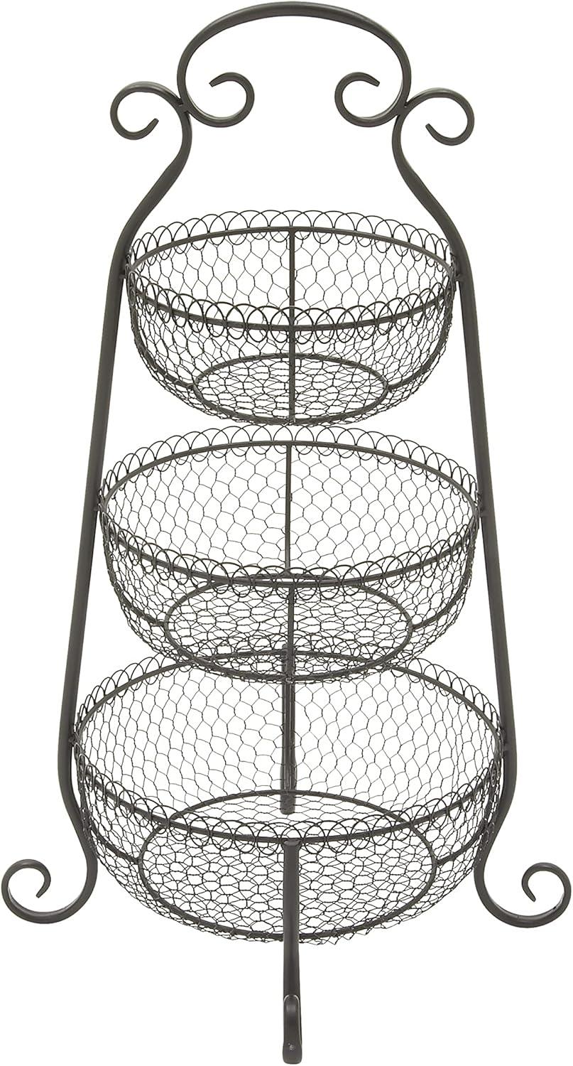 Black Matte Metal 3-Tier Round Rack