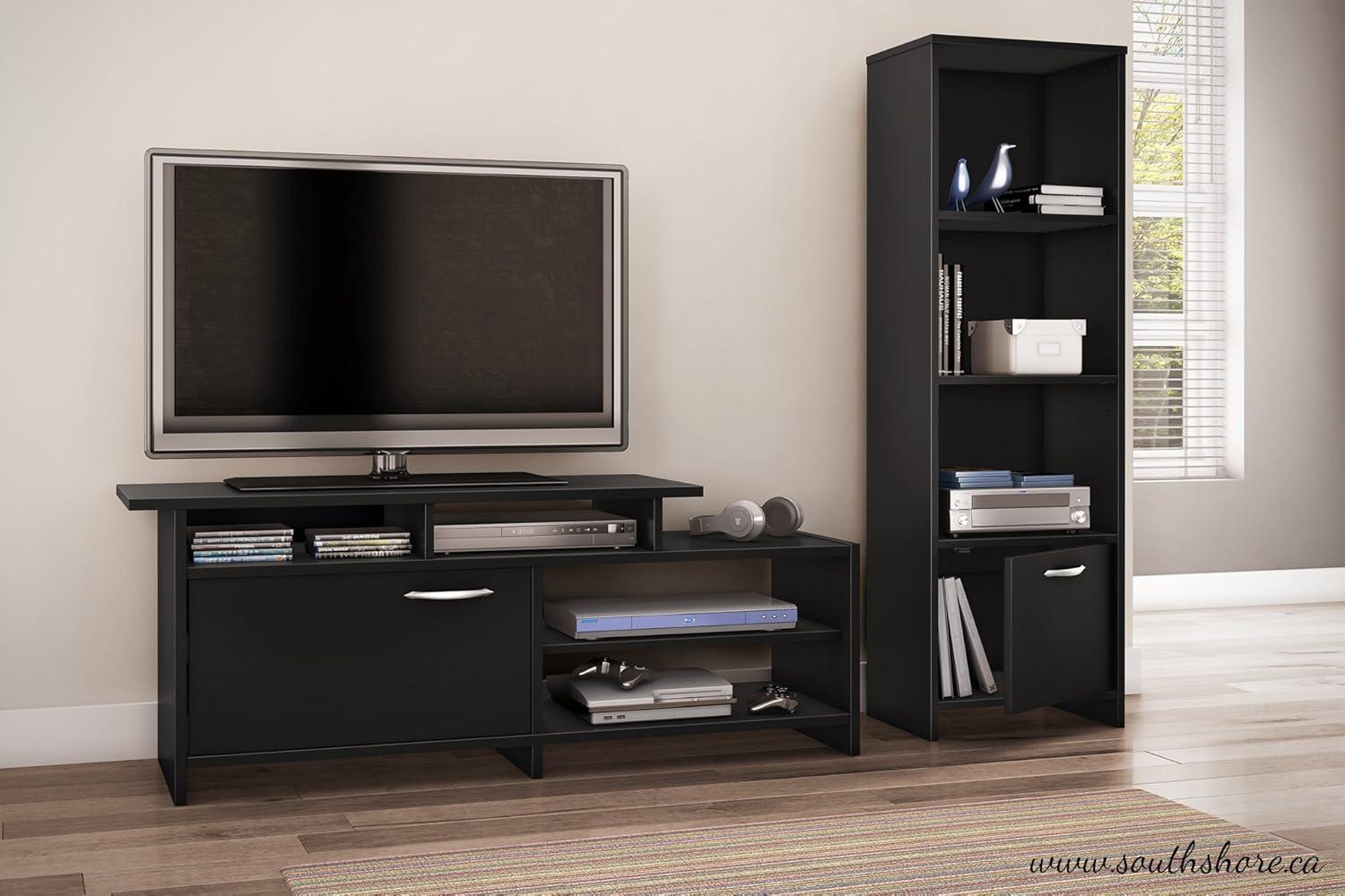 Contemporary Black Laminate Adjustable Media Tower