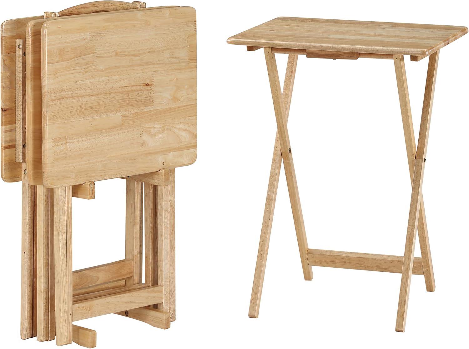 Coaster Donna 4-Piece Wood TV Tray Table Set with Stand in Black