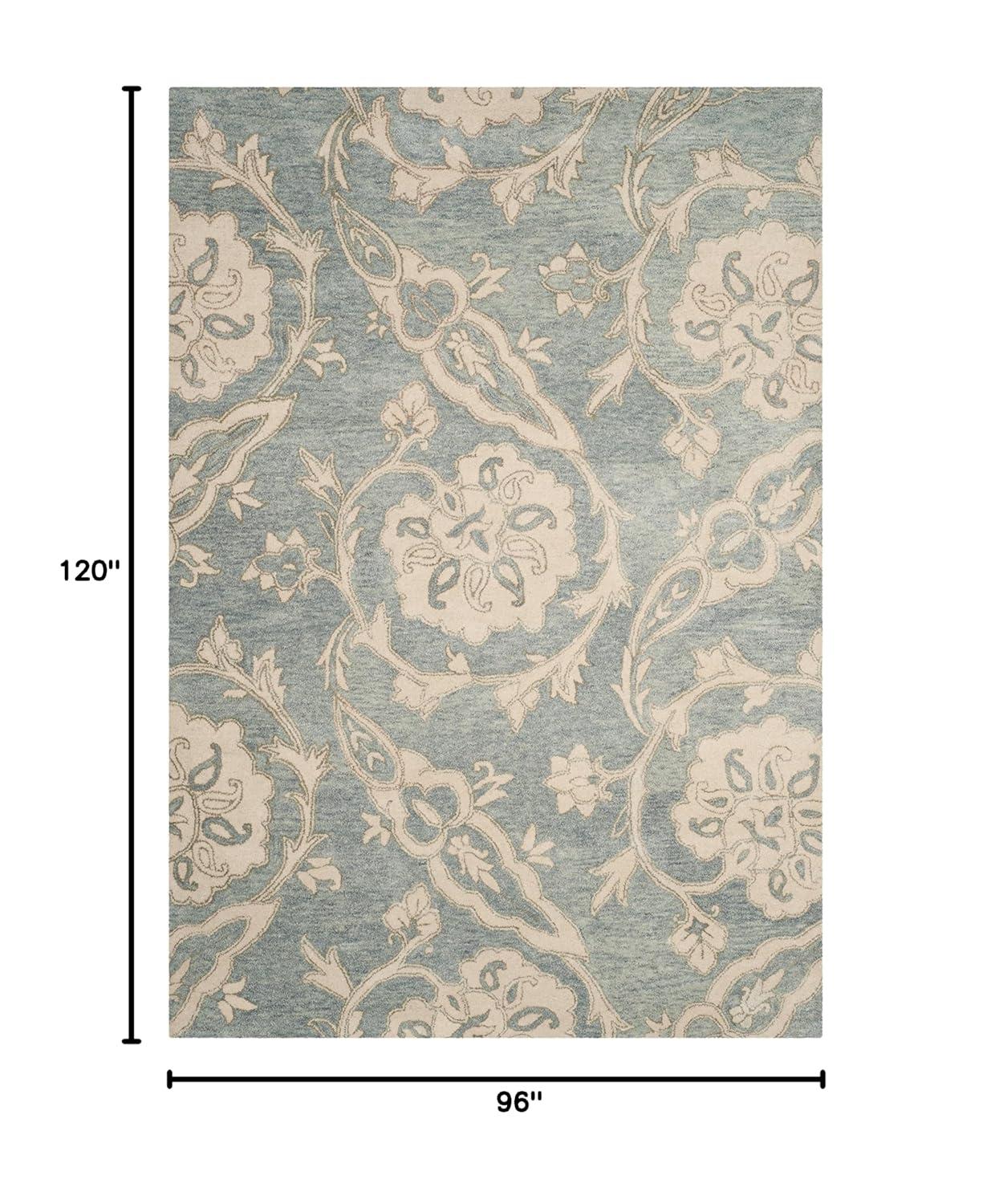SAFAVIEH Roslyn Colton Floral Wool Area Rug, Light Blue/Ivory, 8' x 10'