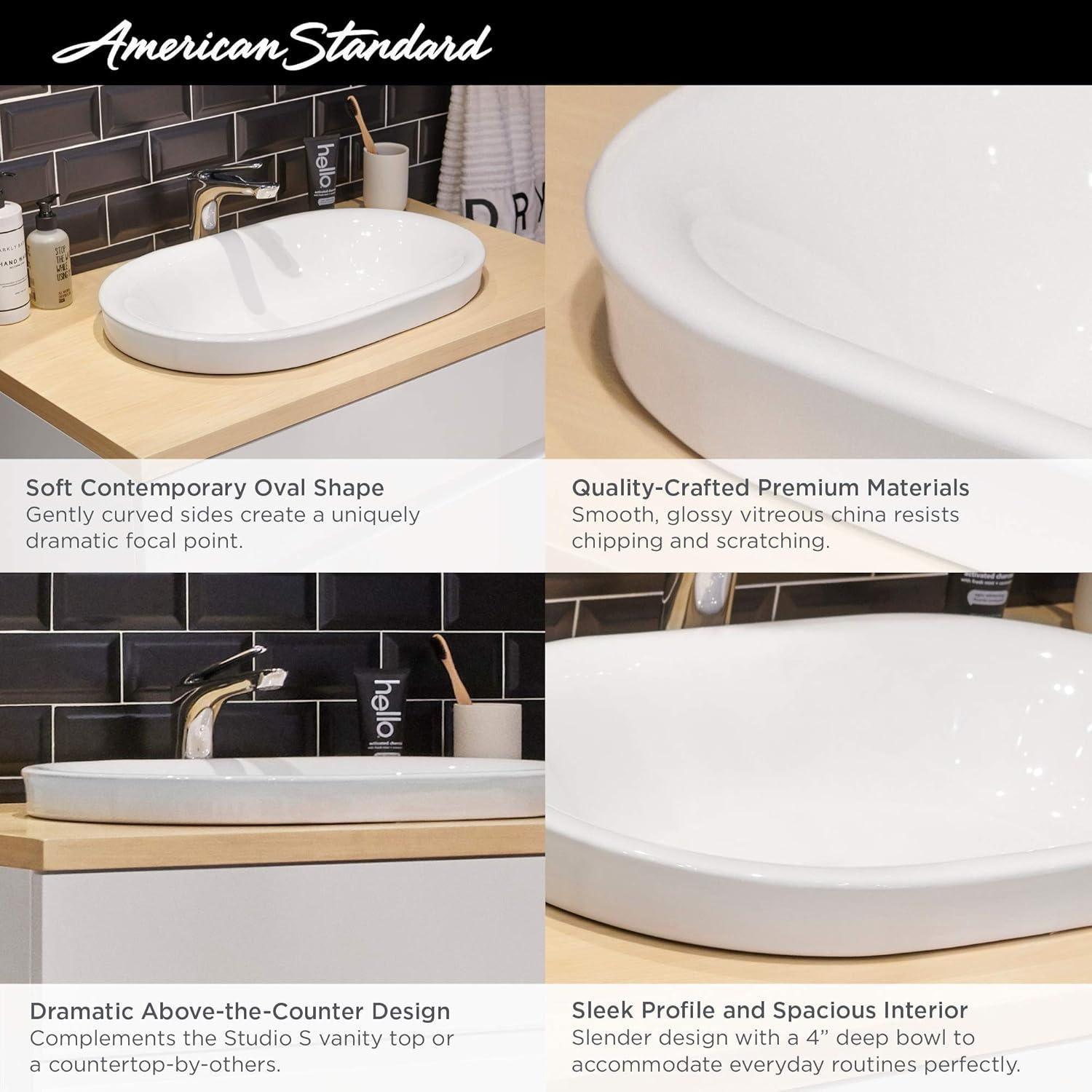 American Standard Studio S 14'' White Vitreous China Oval Bathroom Sink with Overflow