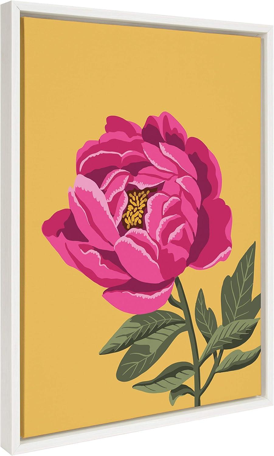 18" x 24" Sylvie Bright Peony Framed Canvas by Maria Filar - Kate & Laurel All Things Decor