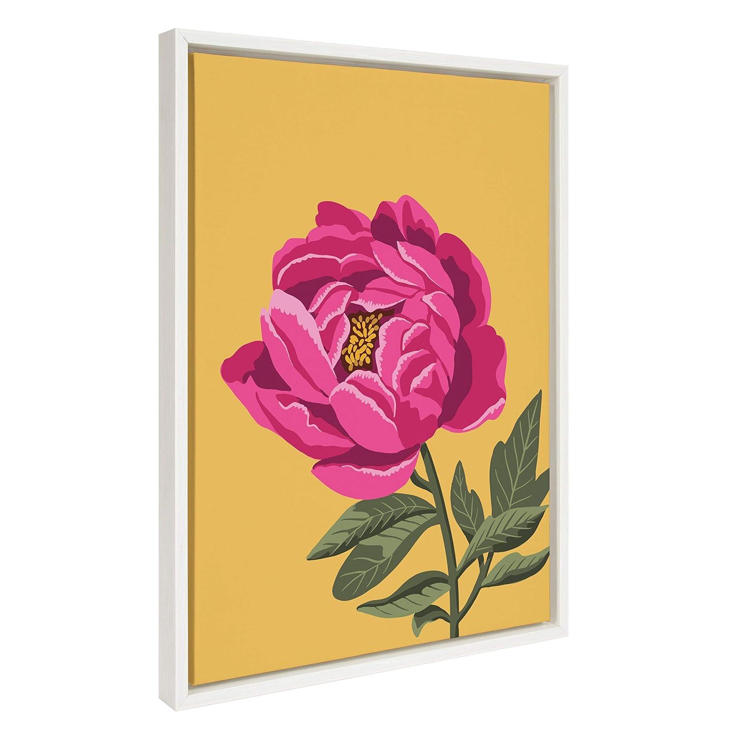 Kate & Laurel All Things Decor 18"x24" Sylvie Bright Peony Framed Canvas by Maria Filar White: Modern Style, Nature Art