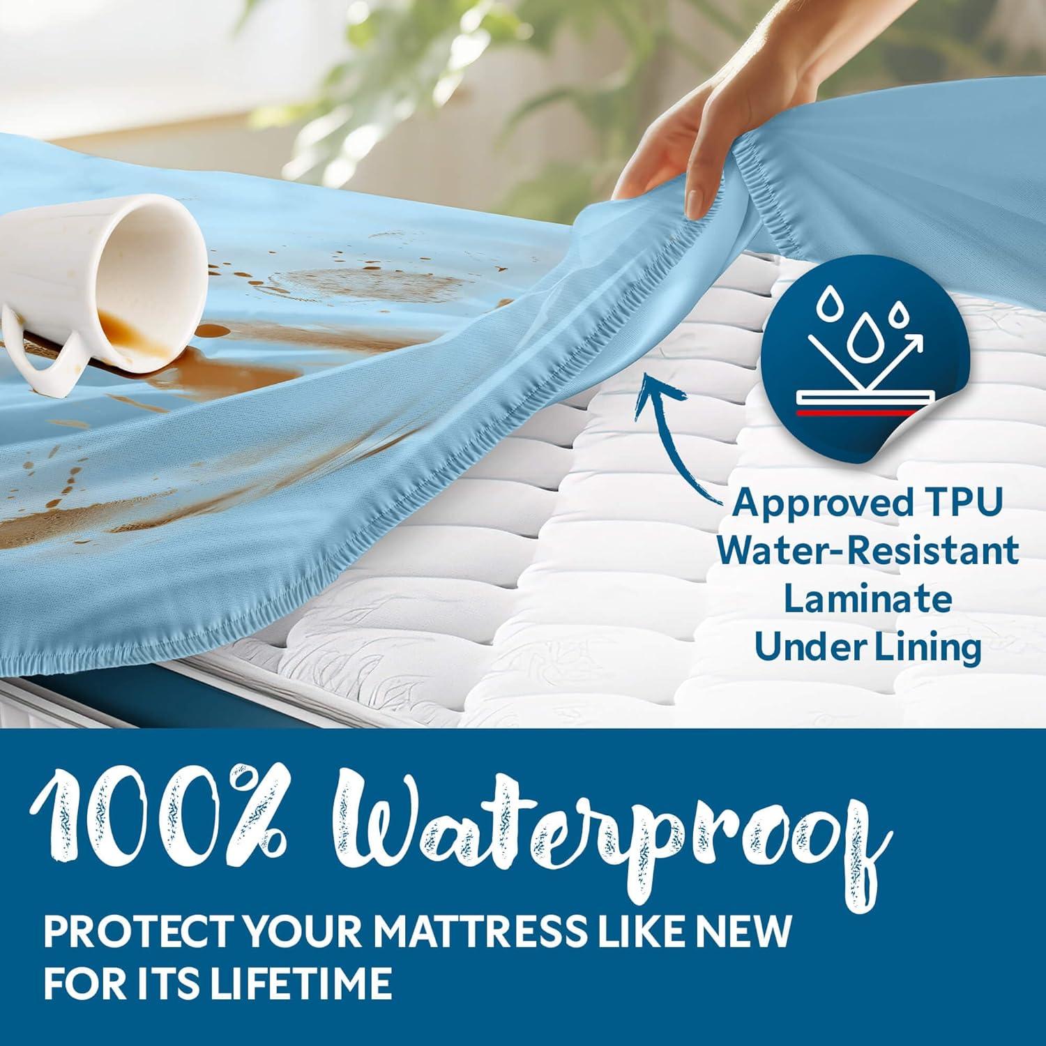 Guardmax - Waterproof Mattress Protector - Fitted Style - Light Blue - 54" x 75" (Full)