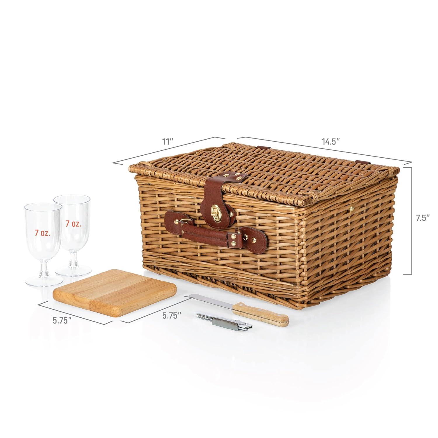 Picnic Time Classic Wine & Cheese Wicker Picnic Basket - Romantic Wine Picnic