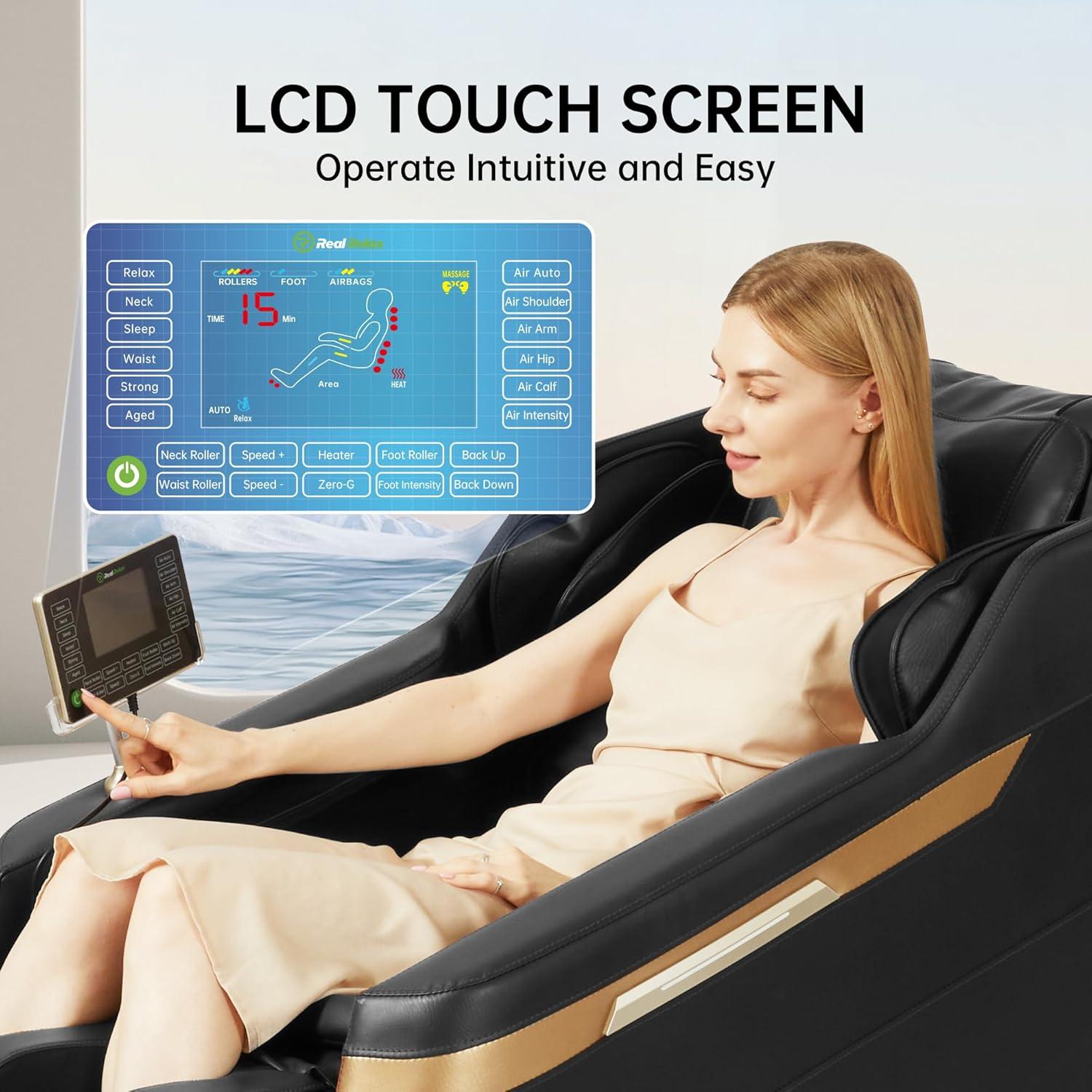 Black Full Body Massage Chair with Bluetooth and Heater