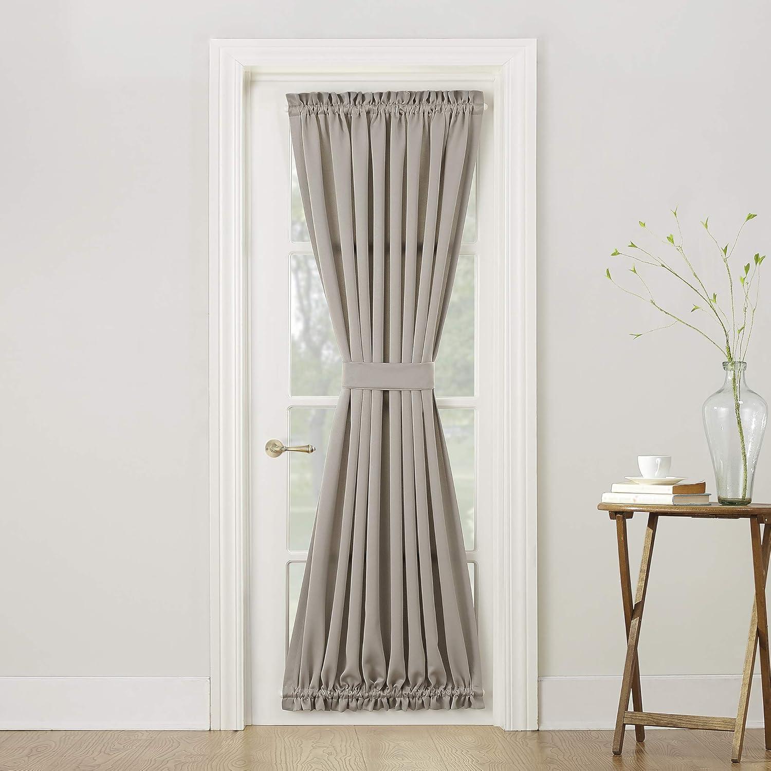 Stone Polyester Room Darkening Rod Pocket Door Curtain Panel