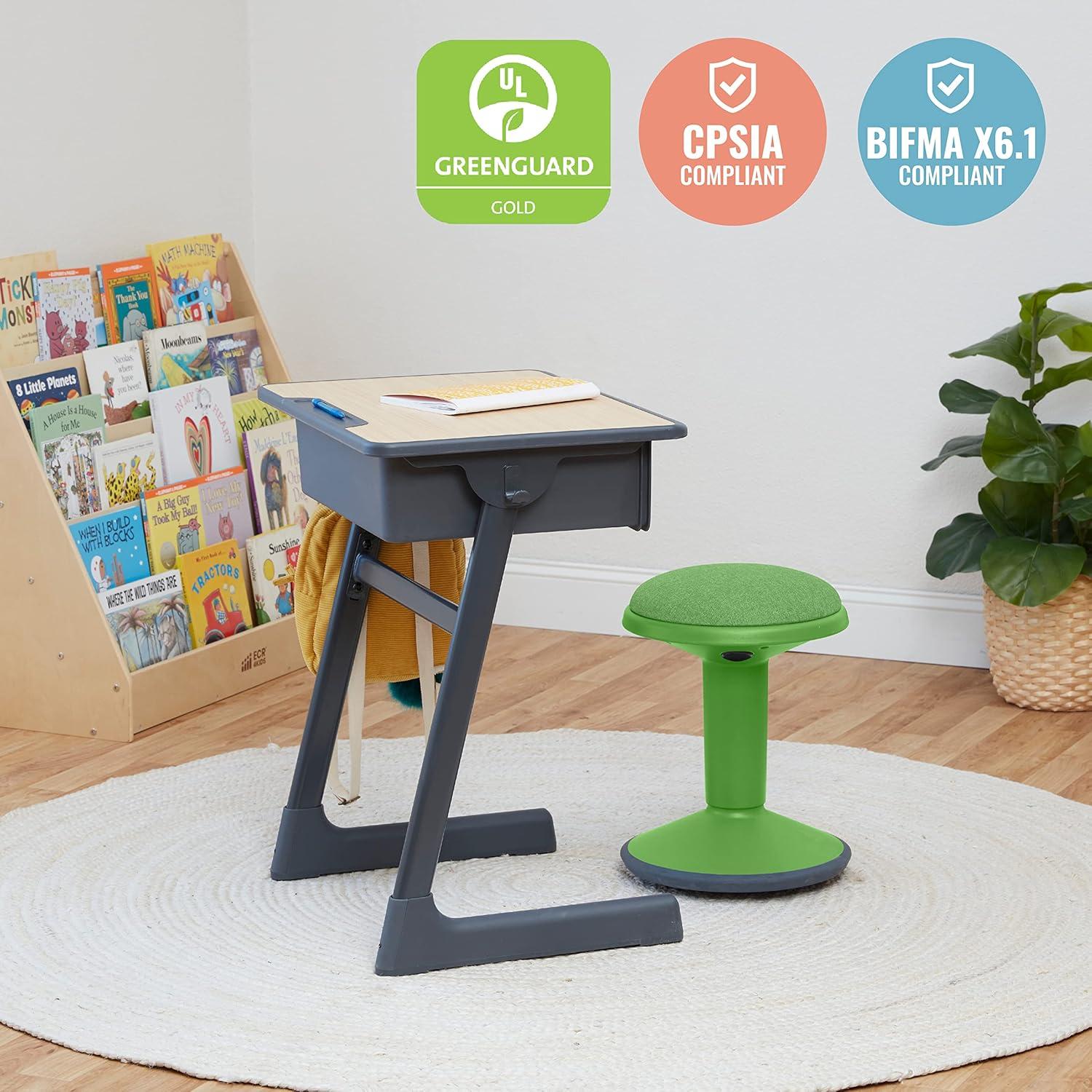 ECR4Kids SitWell Height-Adjustable Wobble Stool - Active Flexible Seating Chair for Kids and Adults - School and Office