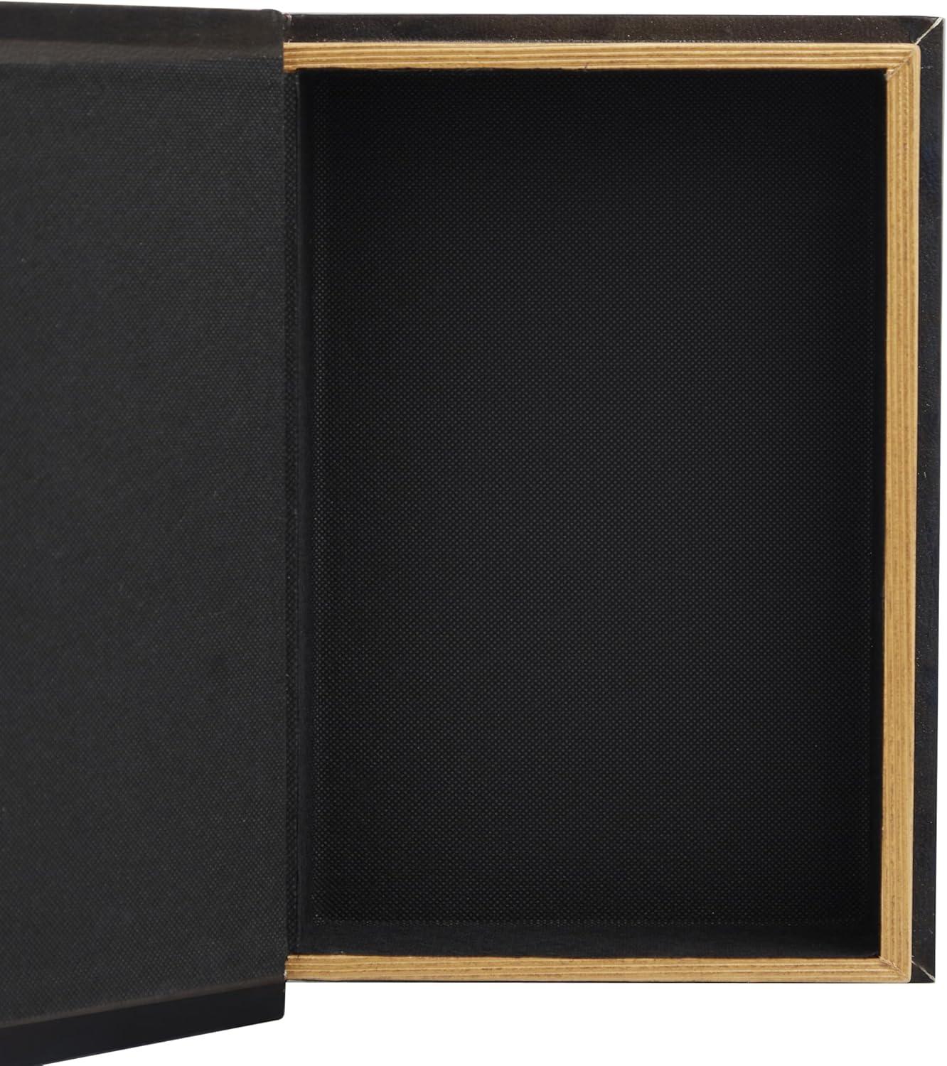 Deco 79 Canvas Decorative Box Storage Book Book Shaped Boxes with Arabesque Pattern and Gold Page Inspired Detail, Set of 3 Decorative Keepsake Boxes 12, 10, 8" H, Multi Colored