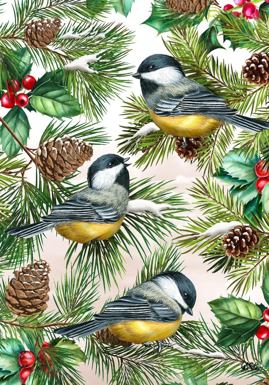 Winter Chickadees Garden Flag 18" x 12.5" Briarwood Lane