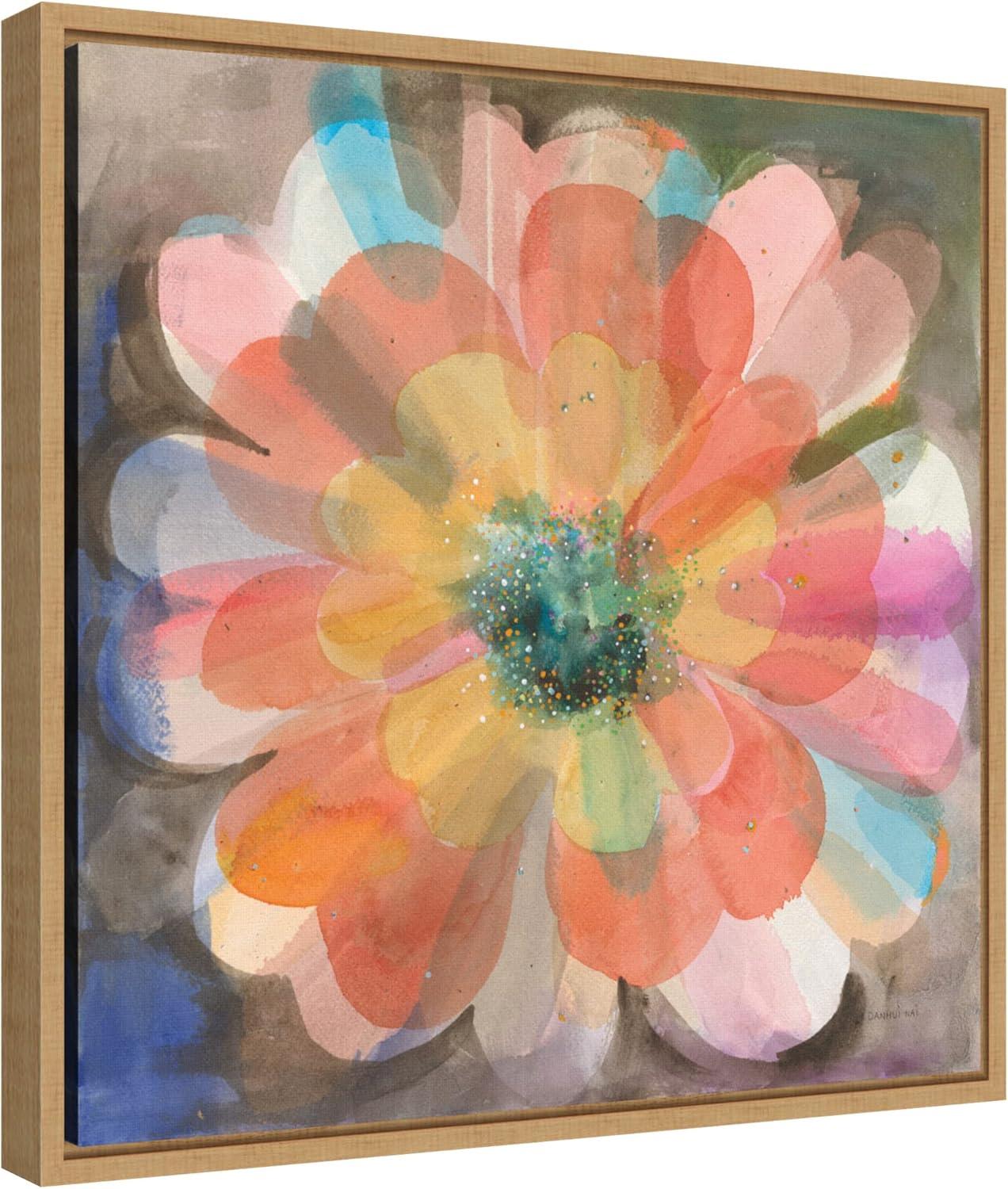 16" x 16" Kaleidoscope Flower by Danhui Nai Framed Wall Canvas - Amanti Art: Modern Botanical Lithograph, Polystyrene Frame