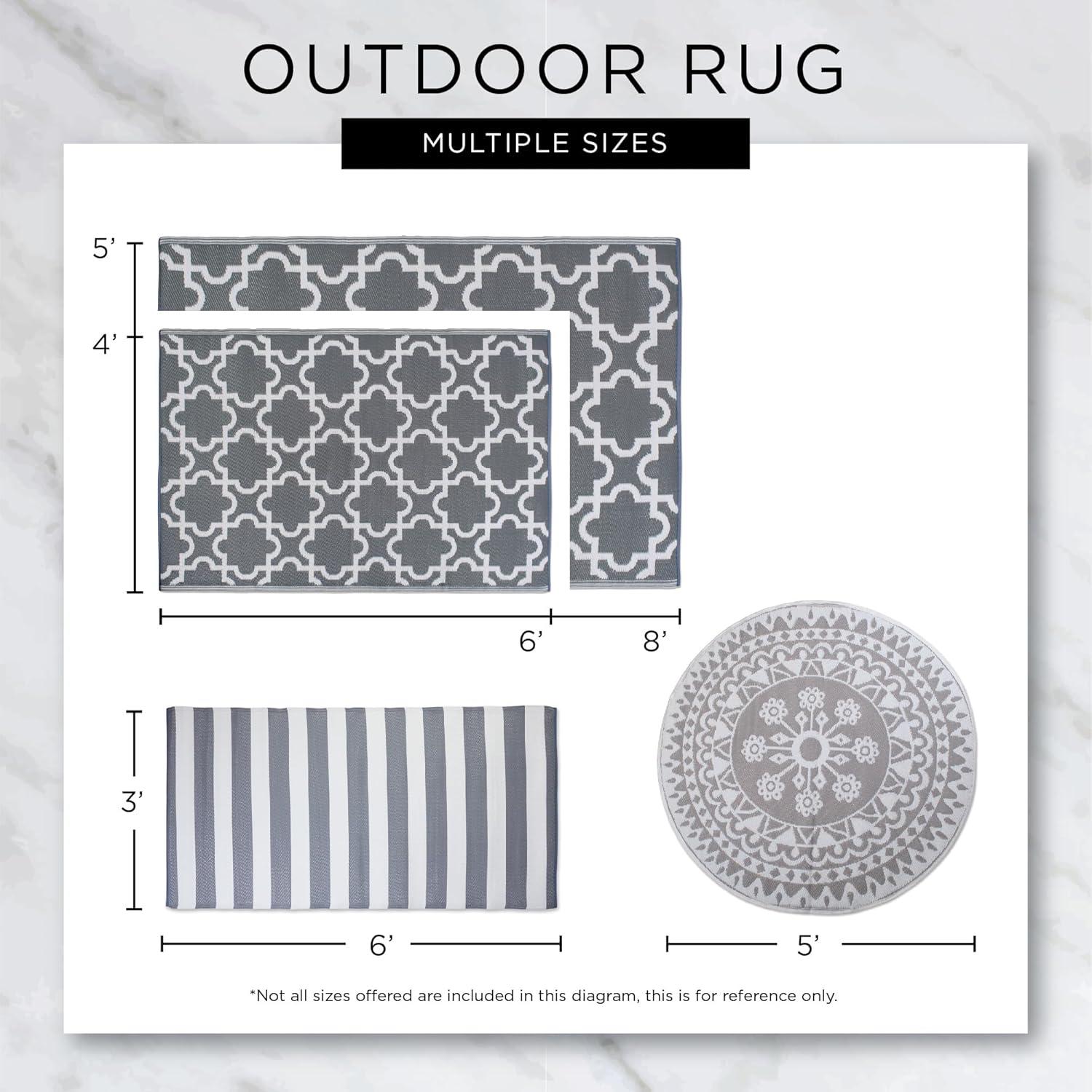 DII Outdoor Rug Collection Mesa Reversible, 4x6 Ft, Black & White