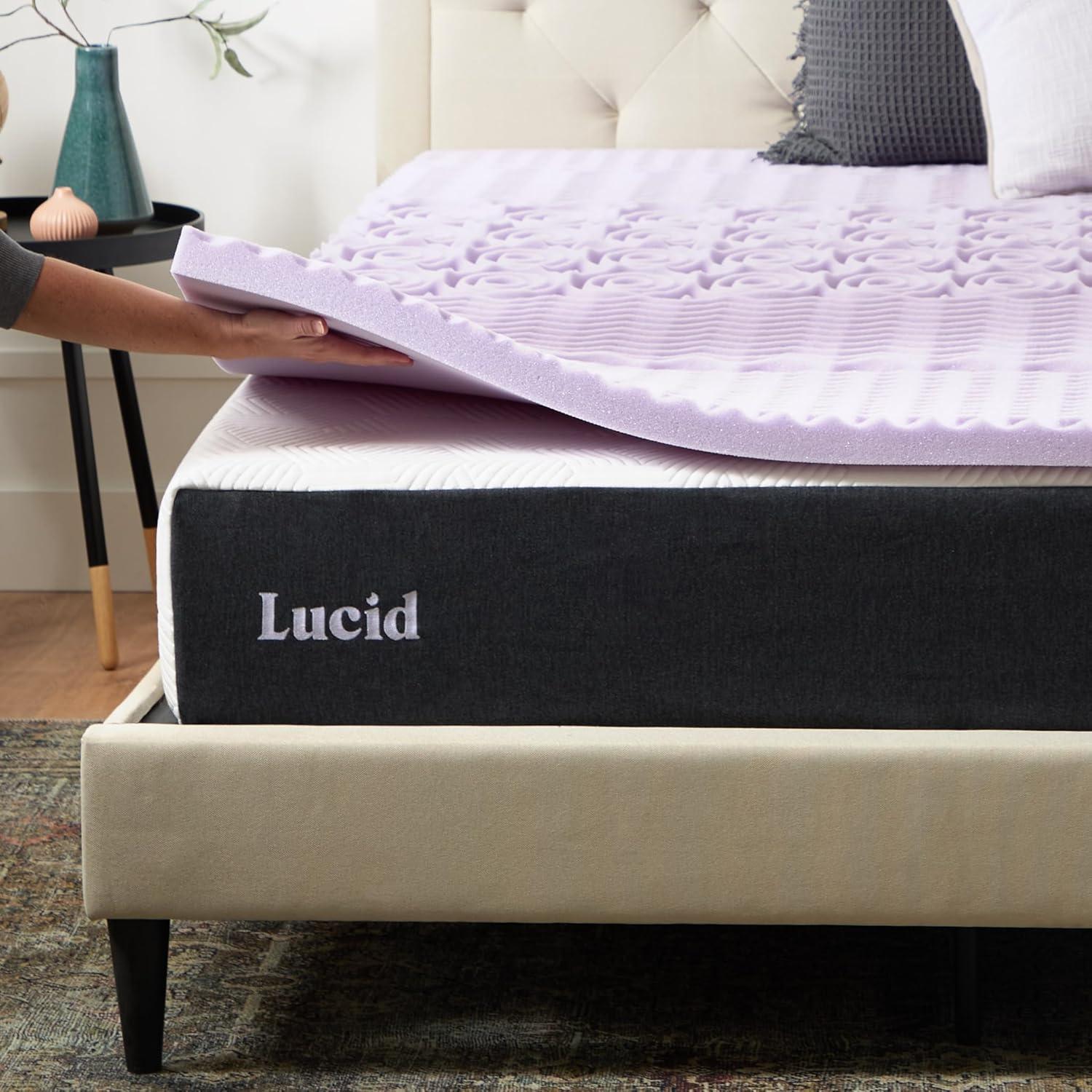 Lucid Comfort Collection 2" Zoned Lavender Memory Foam Mattress Topper