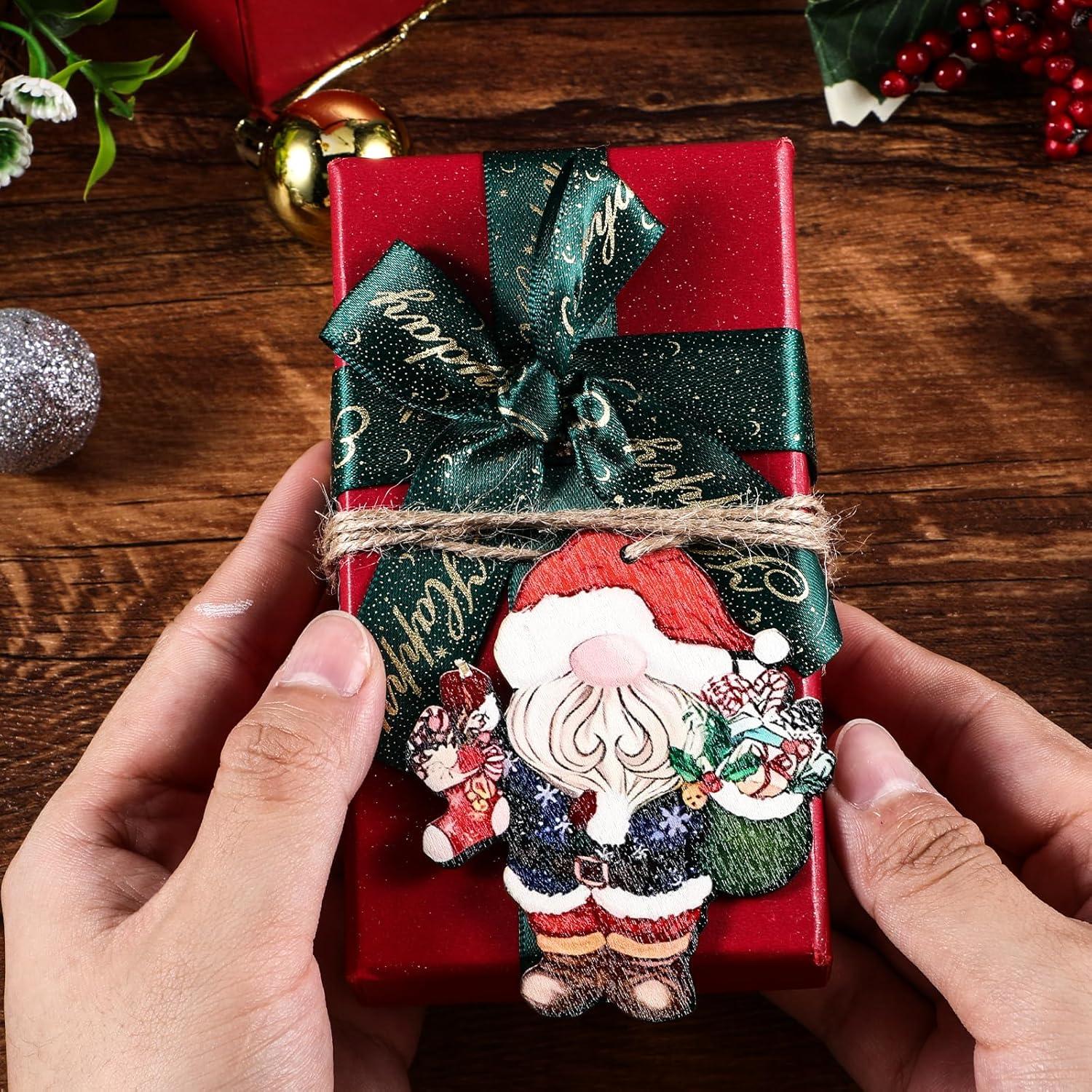 24pcs Gnome Christmas Ornaments Set - Festive Decorations with Wooden Gnomes for Tree Adornments & Ultimate Holiday Celebration Accessories