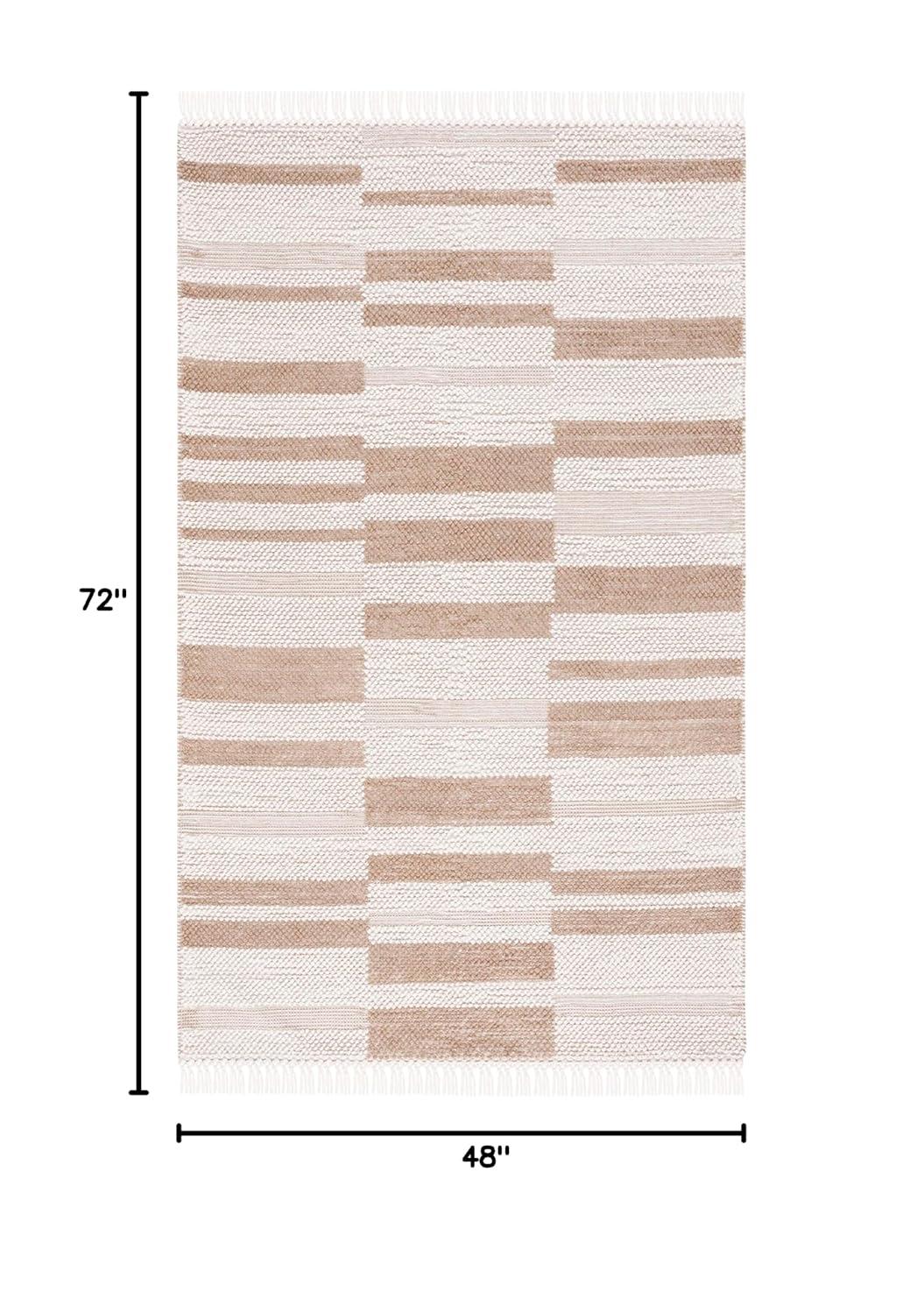 Natura NAT225 Flat Weave Indoor Area Rug - Ivory/Light Brown - 4'x6' - Safavieh