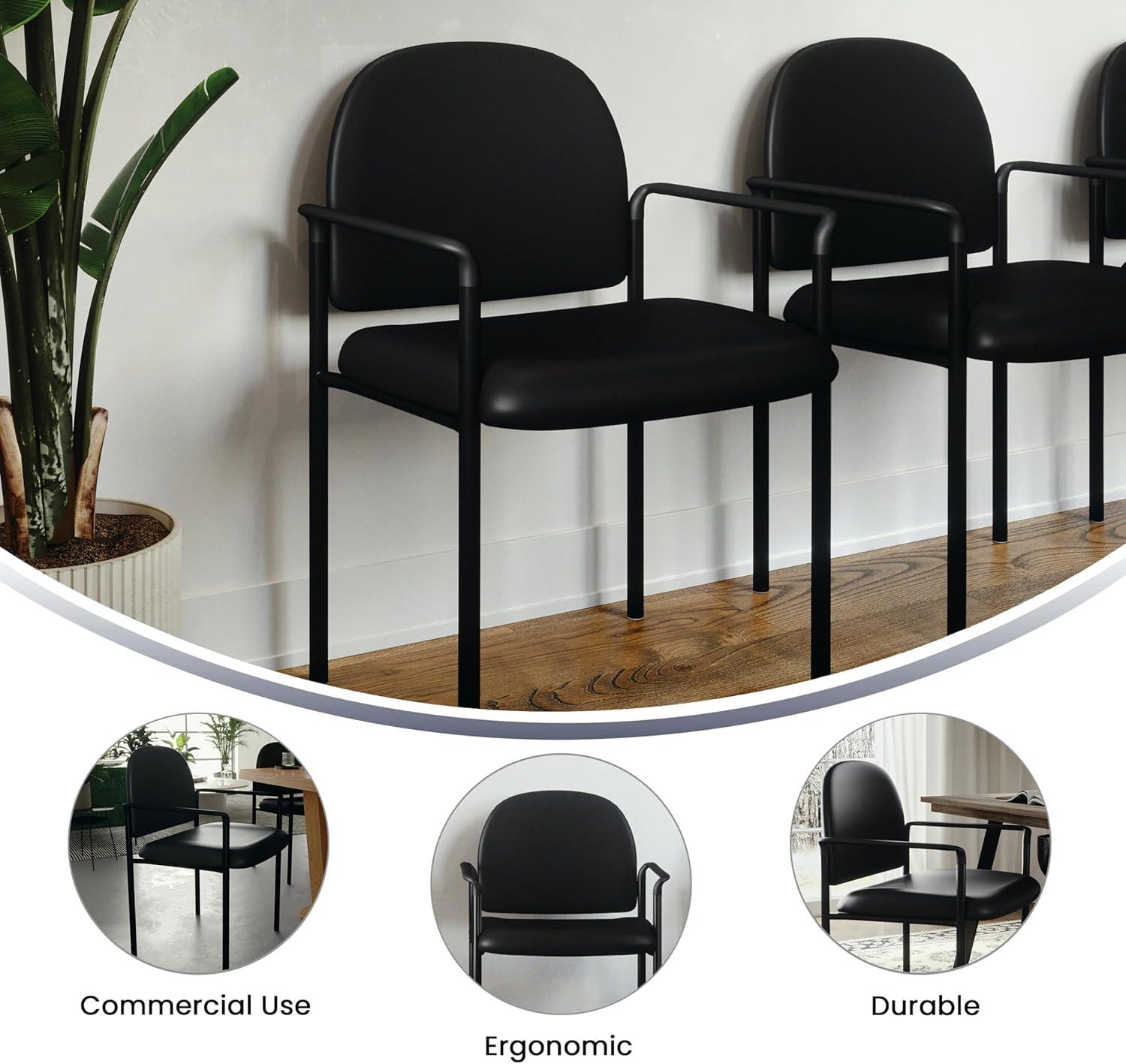 Prather Tania Comfort Vinyl Upholstered Stackable Side Reception Chair by Flash Furniture