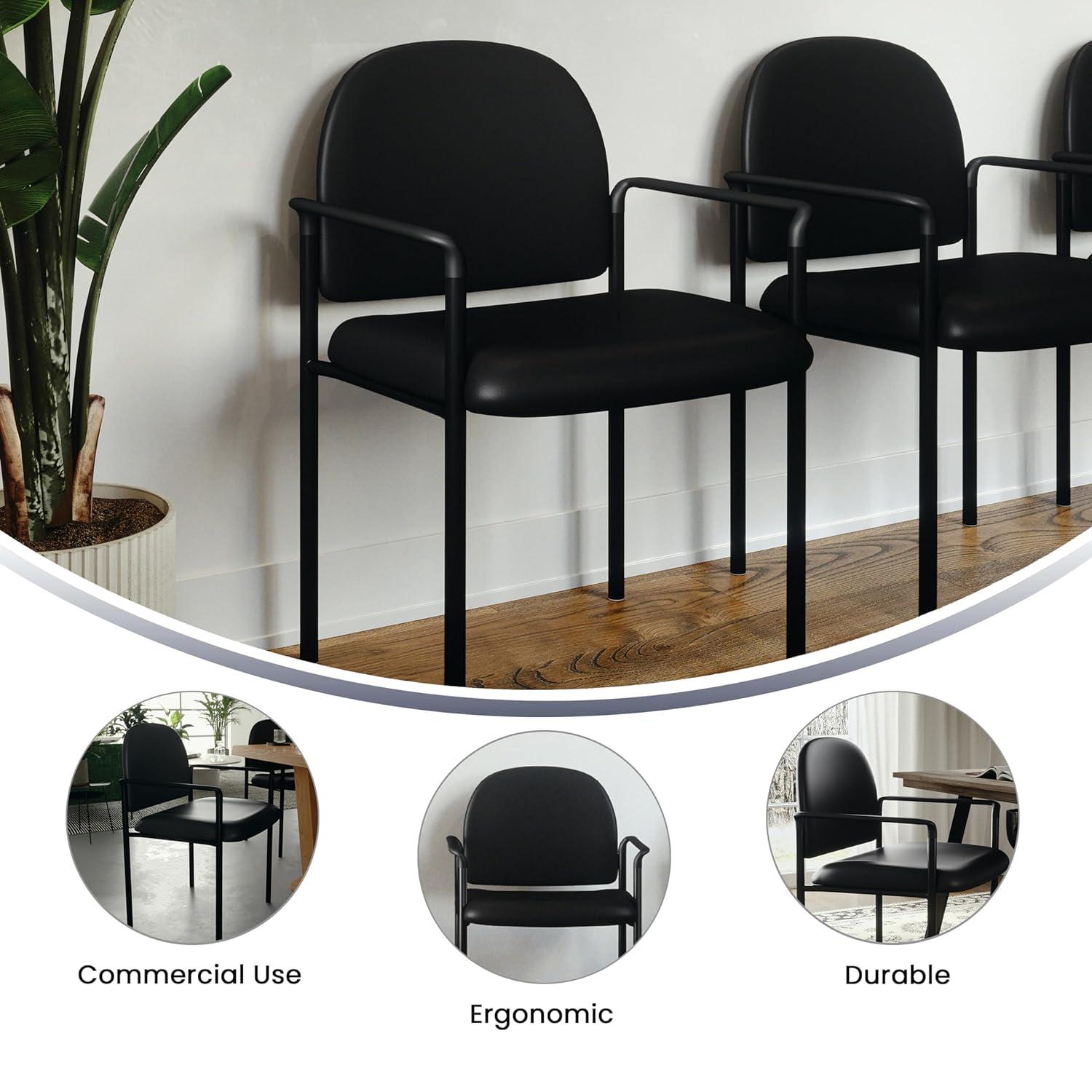 Prather Tania Comfort Vinyl Upholstered Stackable Side Reception Chair by Flash Furniture