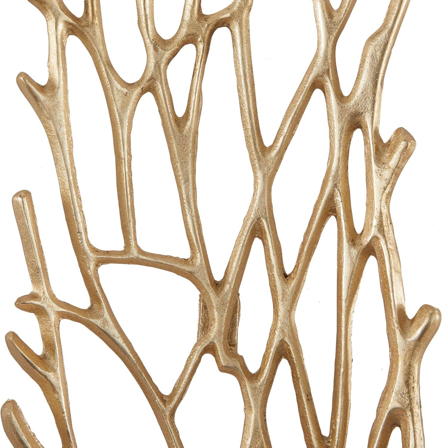 Gold Aluminum Coral Inspired Wall Sculpture Set