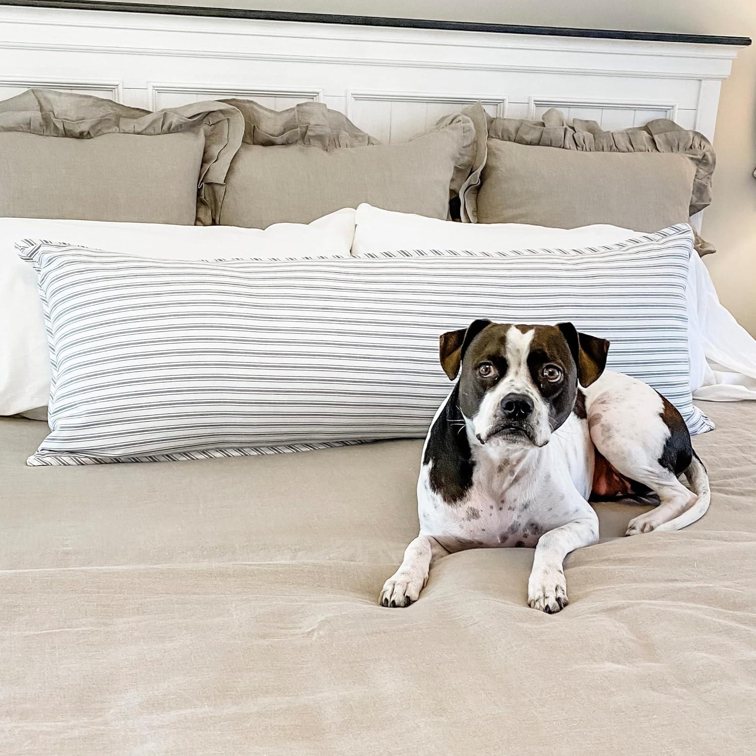 Farmhouse Blue Stripe Cotton Body Pillow Cover