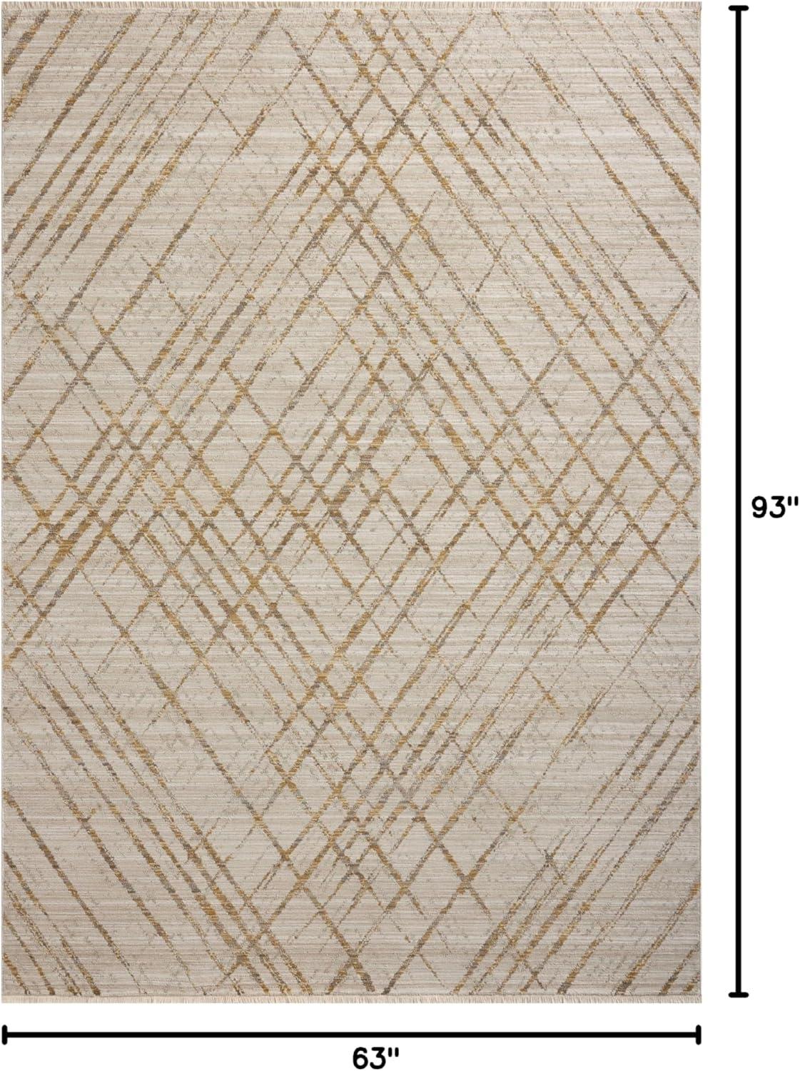 Beige and Gold Abstract Cowhide Area Rug 5'-3" x 7'-9"