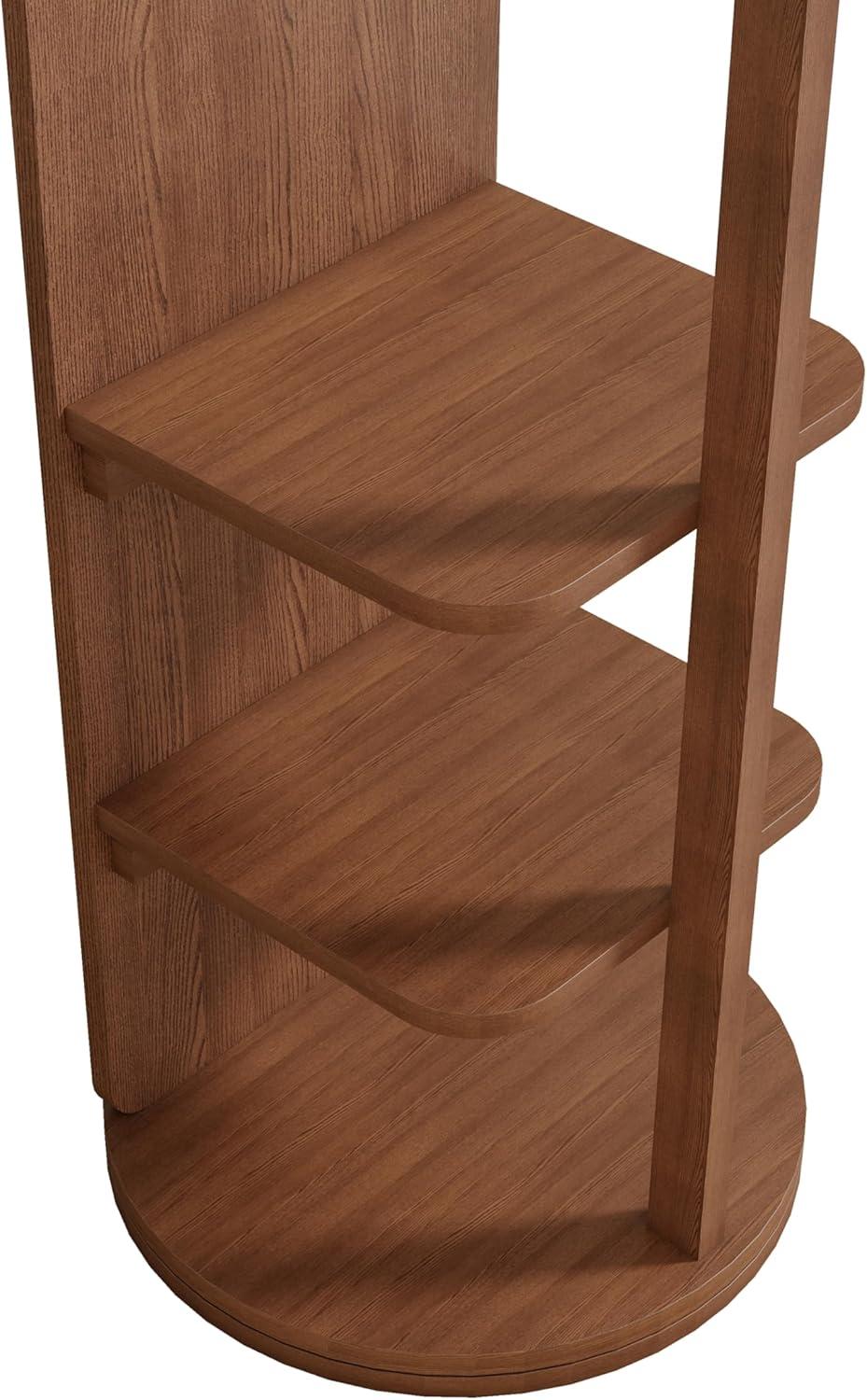 Full Length Mirror with Stand, 360°Swivel Full Body Mirror with Cloak Rack, Modern Standing Mirror for Bedroom Living Room Entryway 65.7" Walnut