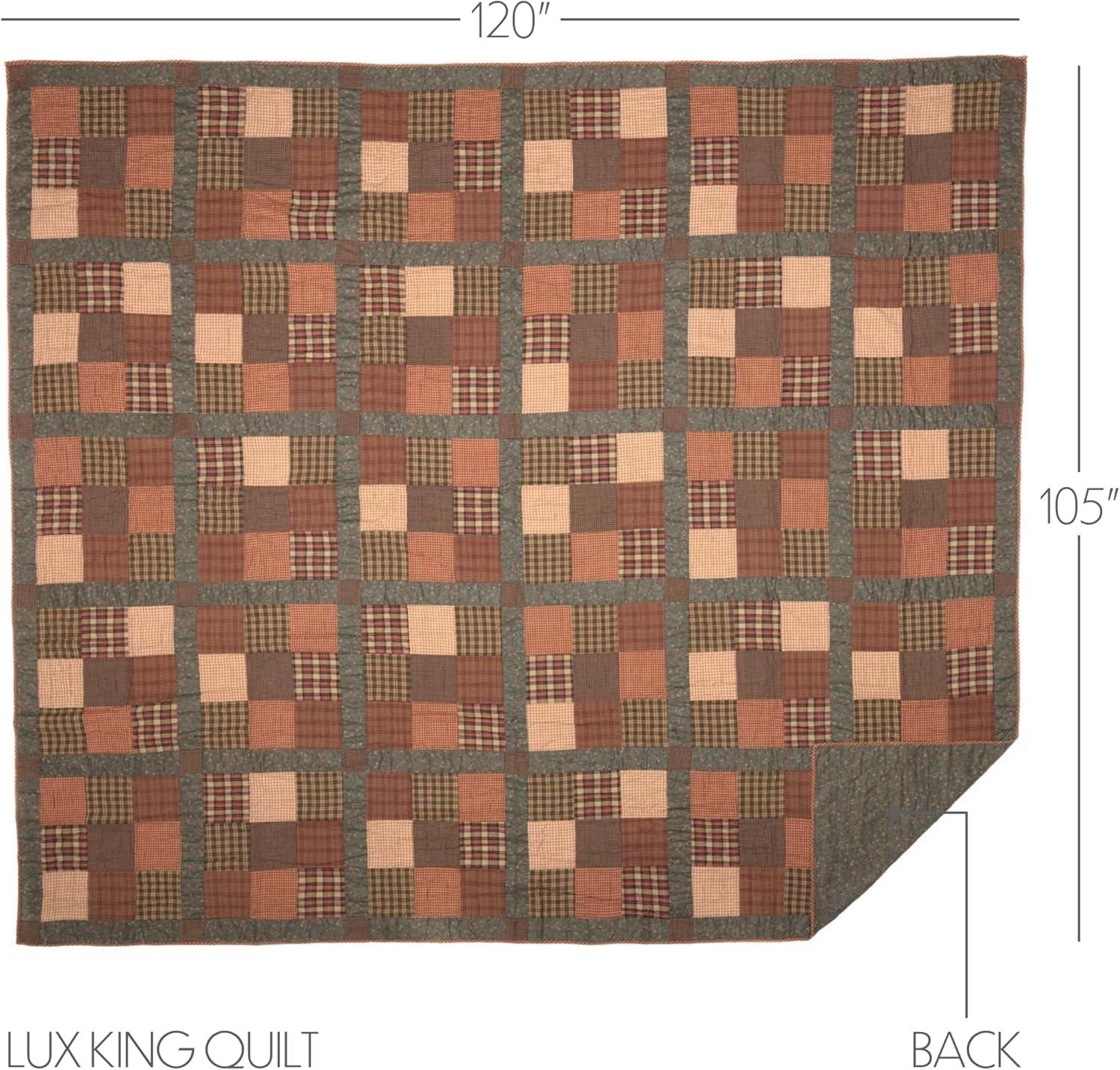 VHC Brands Crosswoods Farmhouse / Country Cotton Patchwork Quilt