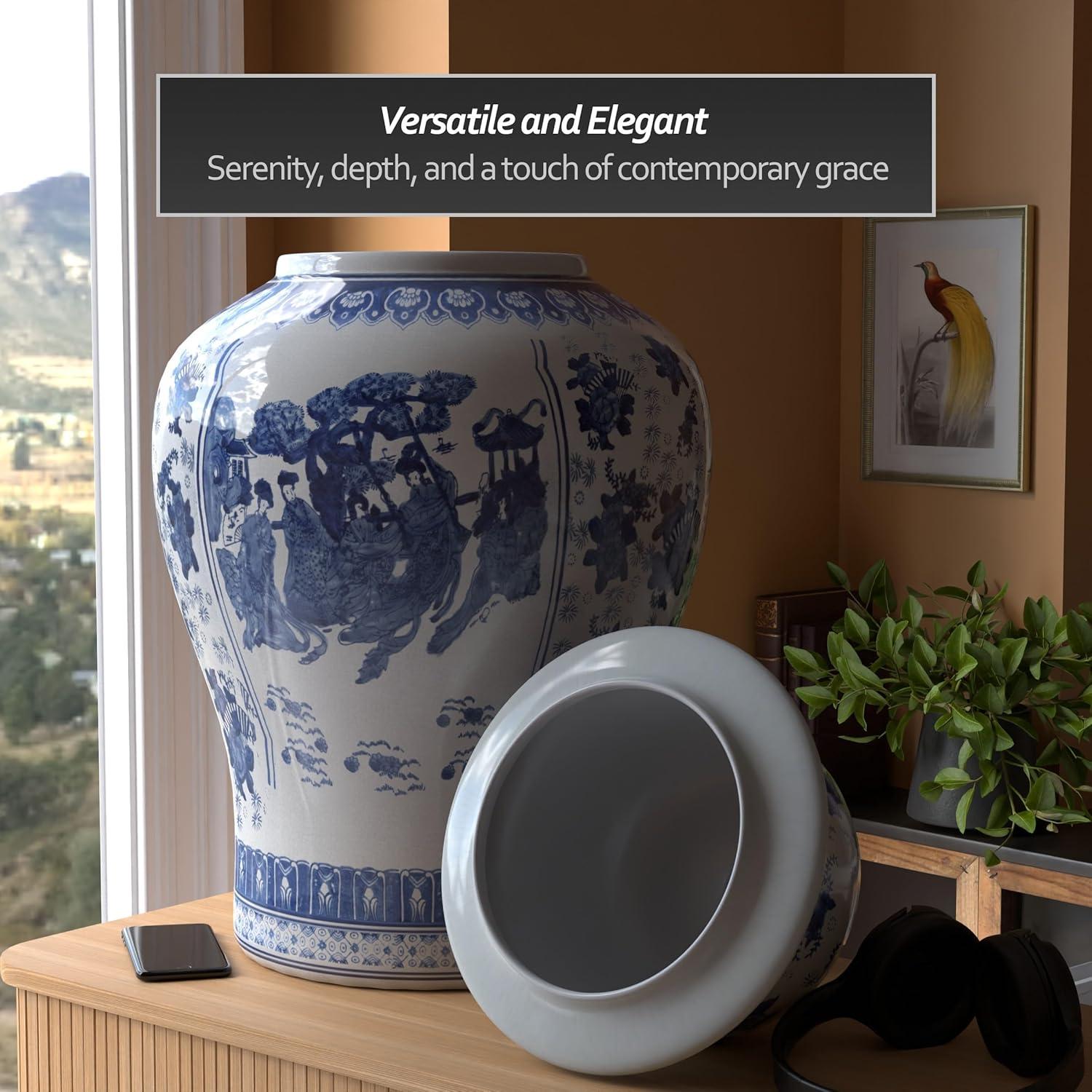 32" Porcelain Temple Jar