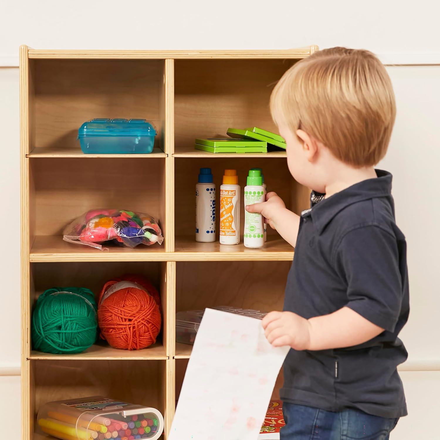 ECR4Kids 10 Cubby Mobile Tray Storage Cabinet, 5x2, Natural