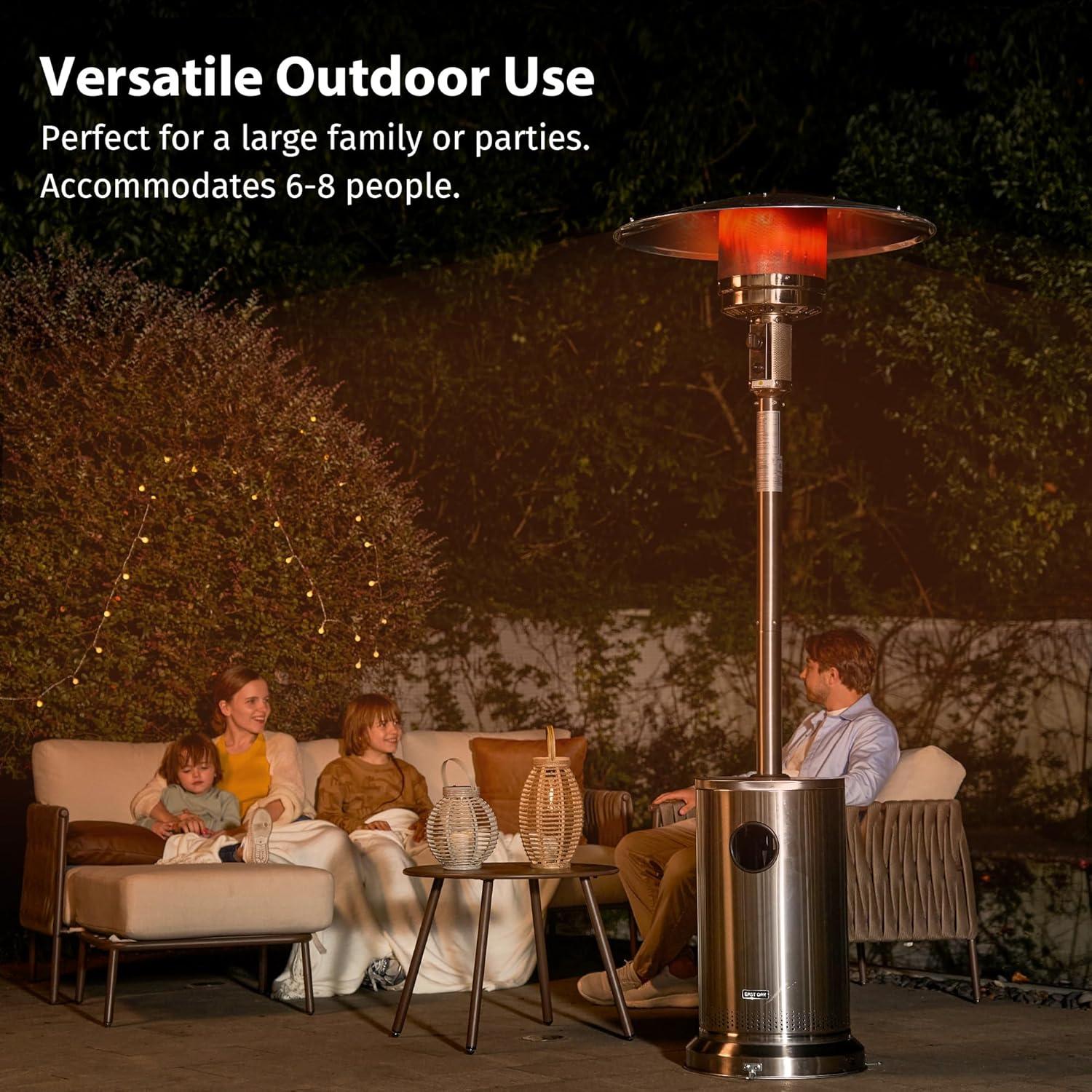 Stainless Steel 50,000 BTU Propane Patio Heater with Round Table Design