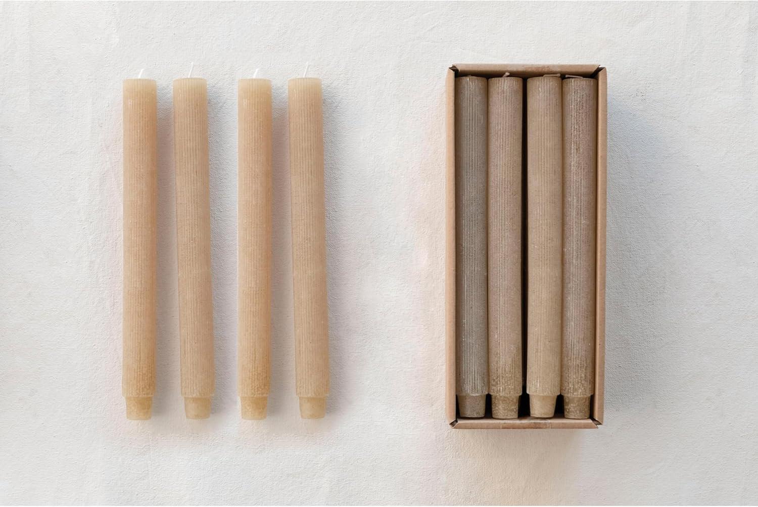 Creative Co-Op Unscented Pleated Taper Candles in Box, Set of 12