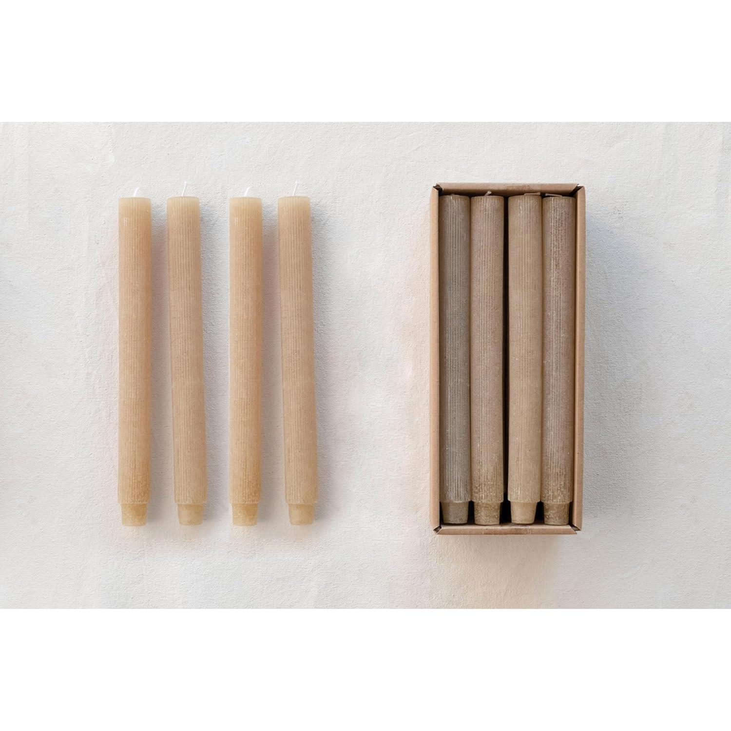 Elegant Linen Black Pleated Taper Candle in Powder Finish