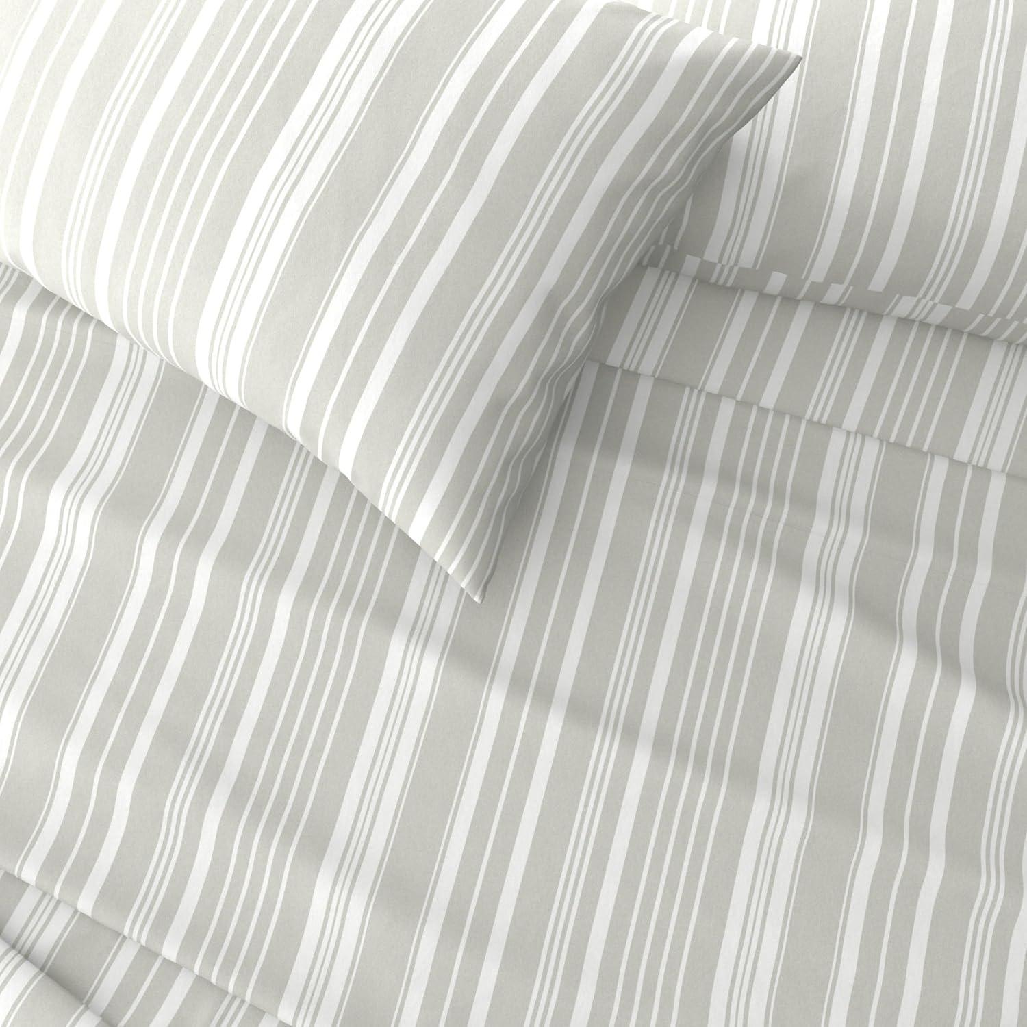 Striped Ultra-Soft Microfiber Sheet Set - Great Bay Home (Full, Light Grey)
