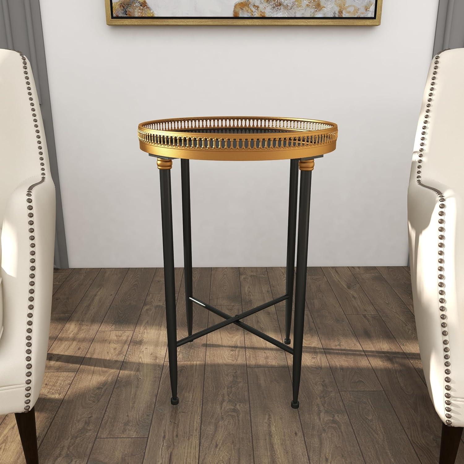 Traditional Iron Accent Table Black - Olivia & May