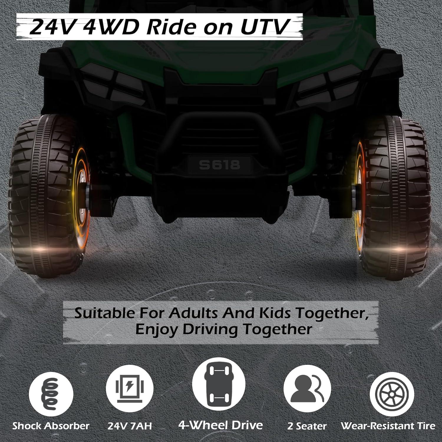24V Kids Ride On Toy Car Utv For Kids, 2 Seater