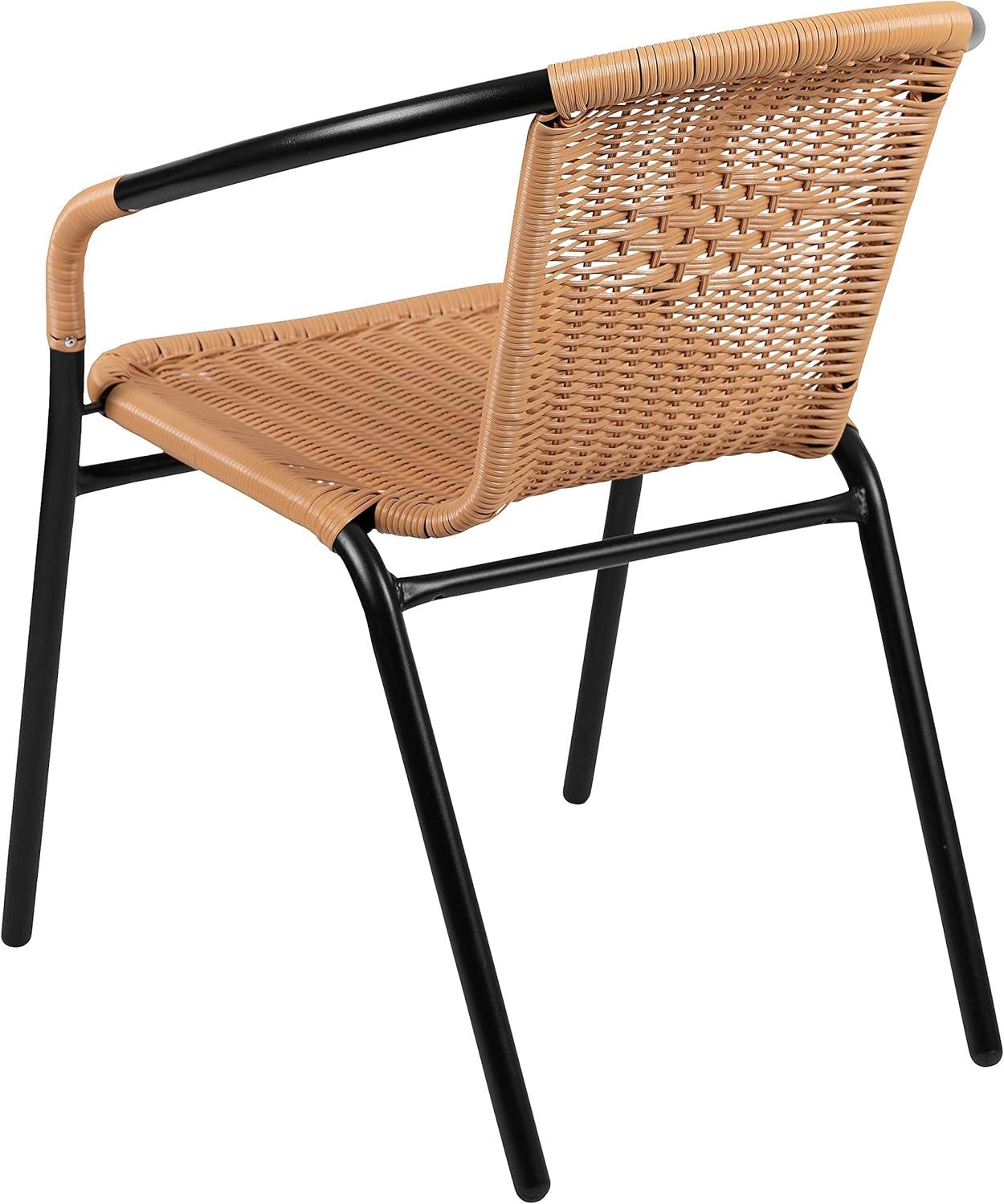 Flash Furniture Lila 2 Pack Rattan Indoor-Outdoor Restaurant Stack Chair