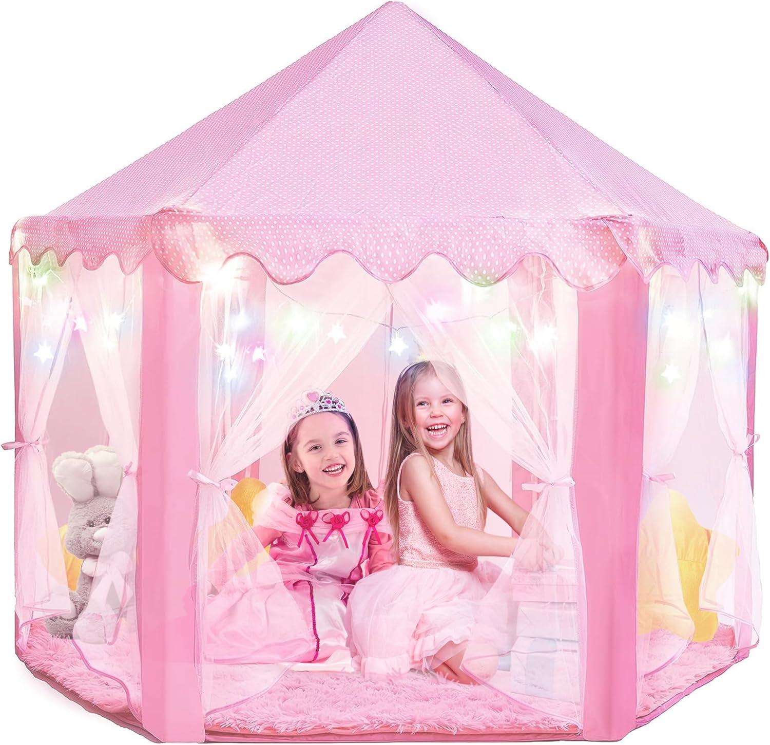 Princess Tent for Kids Tent - 55" X 53" with Led Star Lights | Princess Toys | Toddler Play Tent | Playhouse | Princess Castle