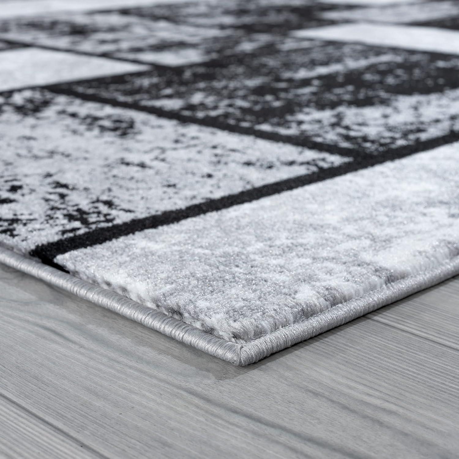 Gray and Black Geometric Modern Area Rug