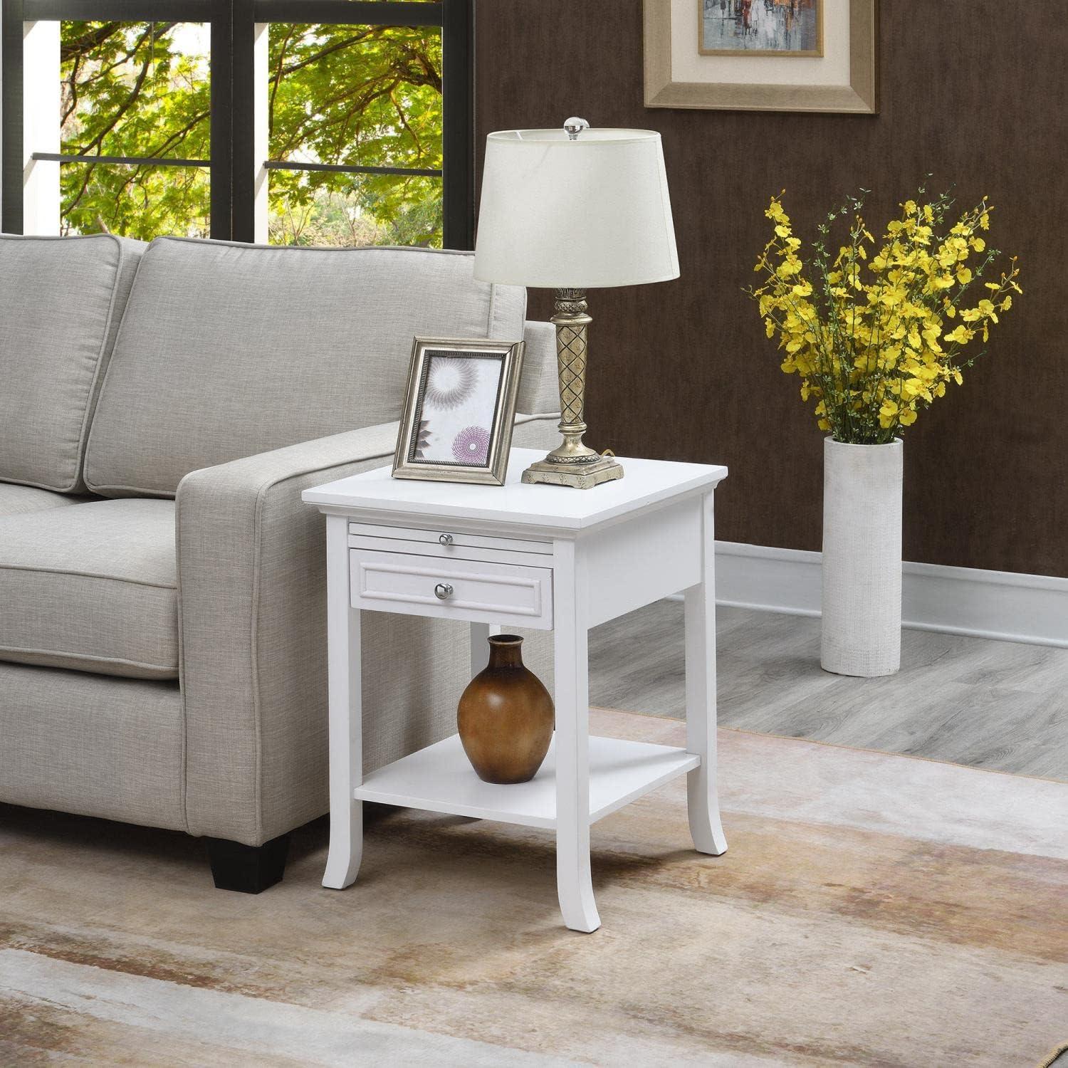 Convenience Concepts American Heritage Logan End Table in White Wood Finish