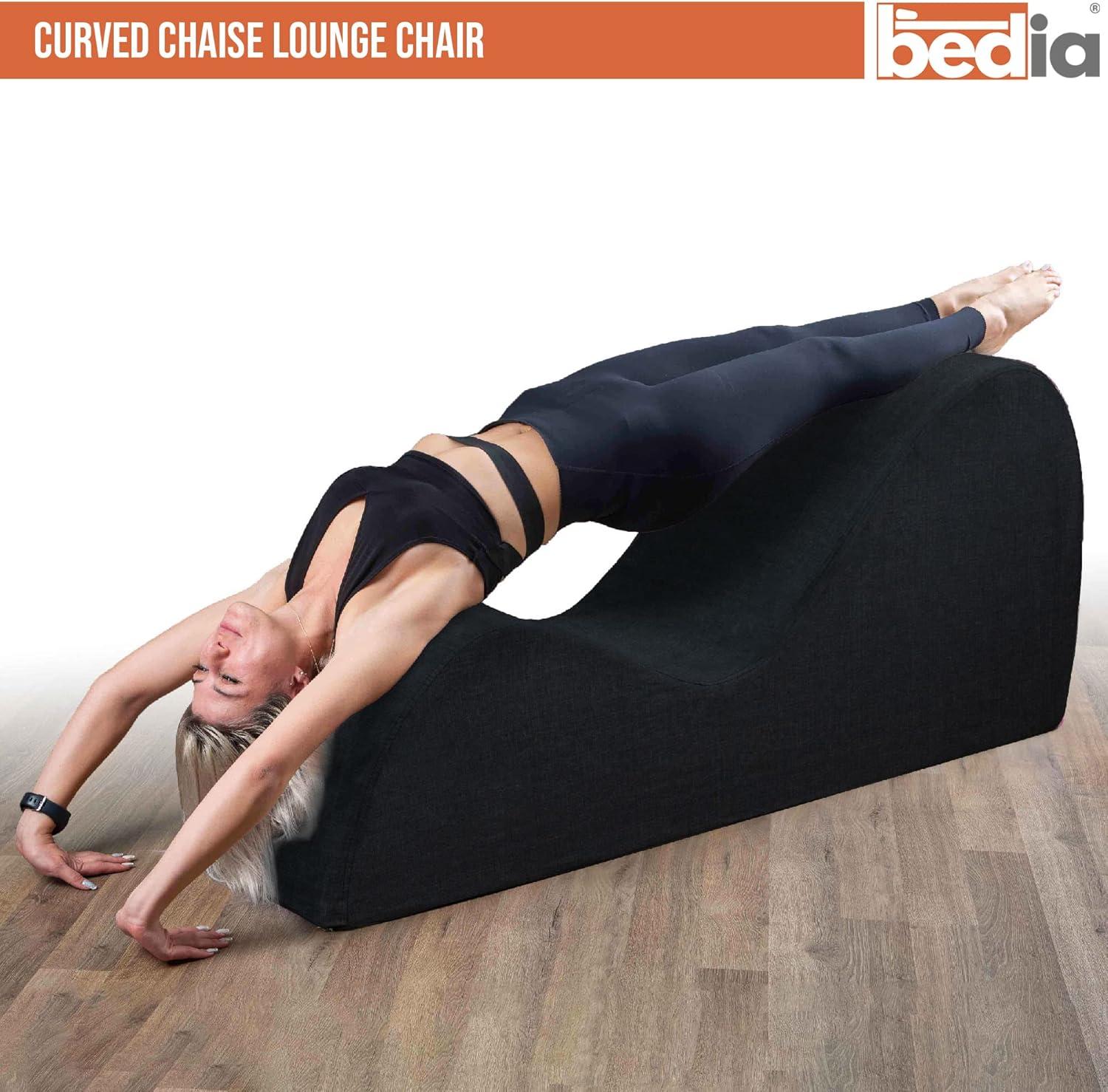 Avana Sleek Chaise Lounge for Yoga - Made in The USA - Great for Stretching, Relaxation, Exercise & More, 60D x 18W x 26H Inch, Black