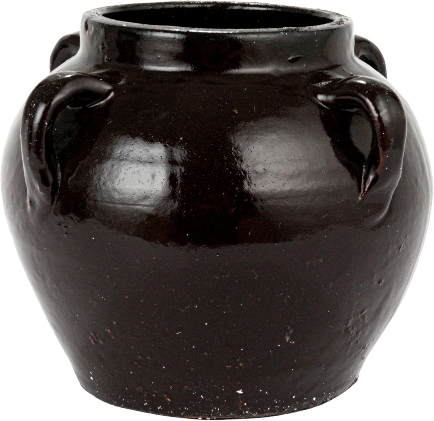 Creative Co-Op Found Decorative Clay Jar, Distressed Espresso Color (Each One Will Vary)