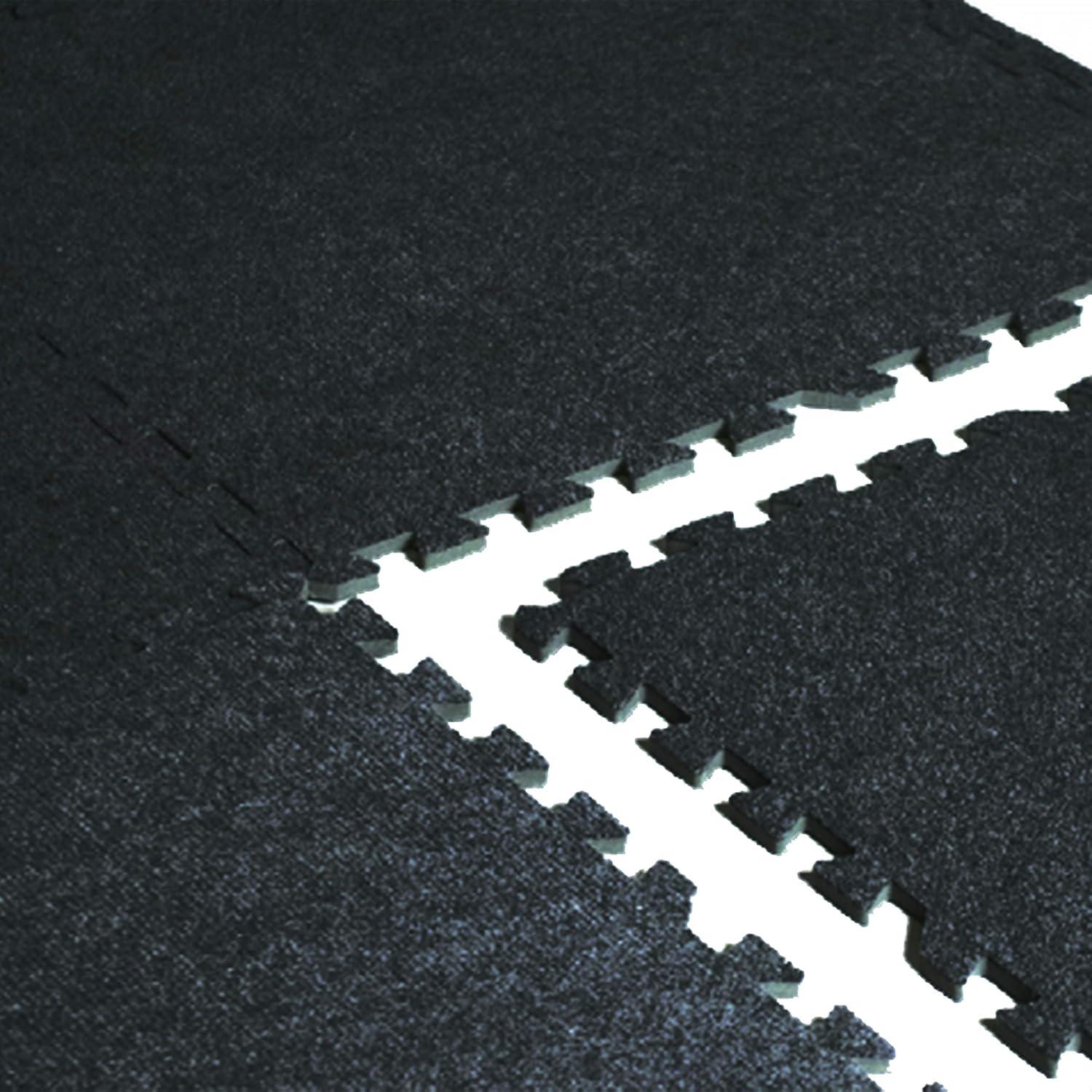 Black Carpet Texture Top 24 in. x 24 in. x 12 mm Interlocking Tiles for Home Gym Kids Room and Living Room (24 sq. ft.)