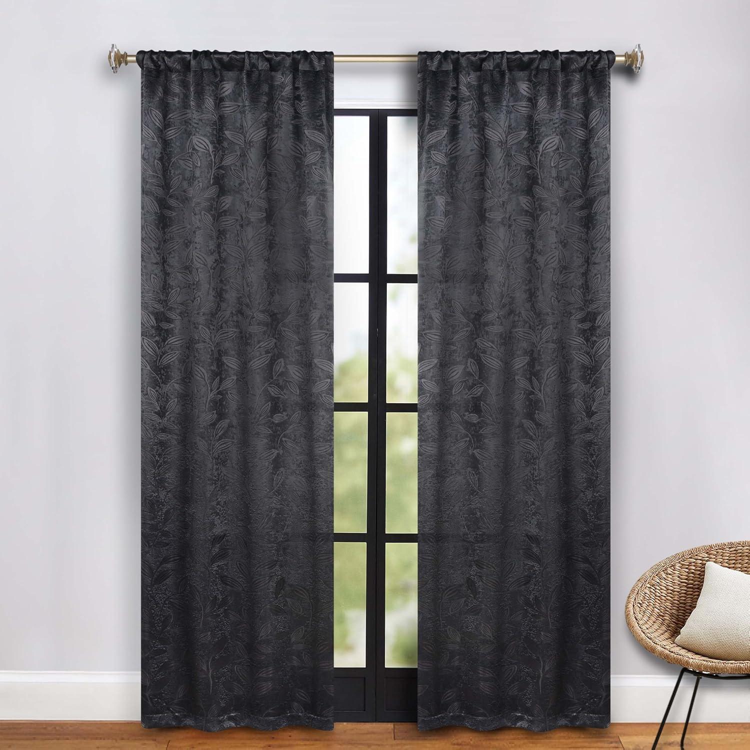 Superior Modern Bohemian Leaves Polyester Machine Washable Room Darkening Blackout Curtains by Superior (Set of 2)
