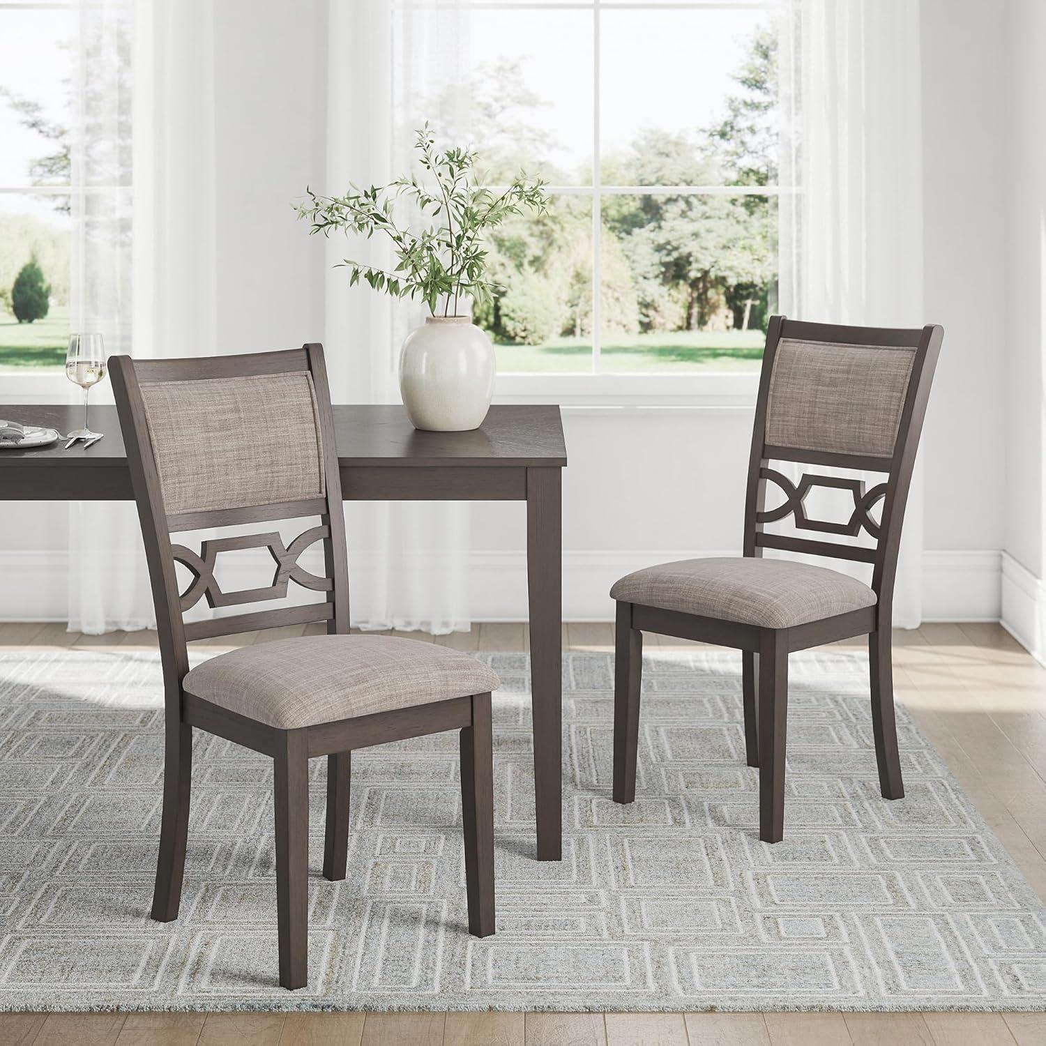 Gray Transitional Rectangular Dining Table Set with 4 Chairs
